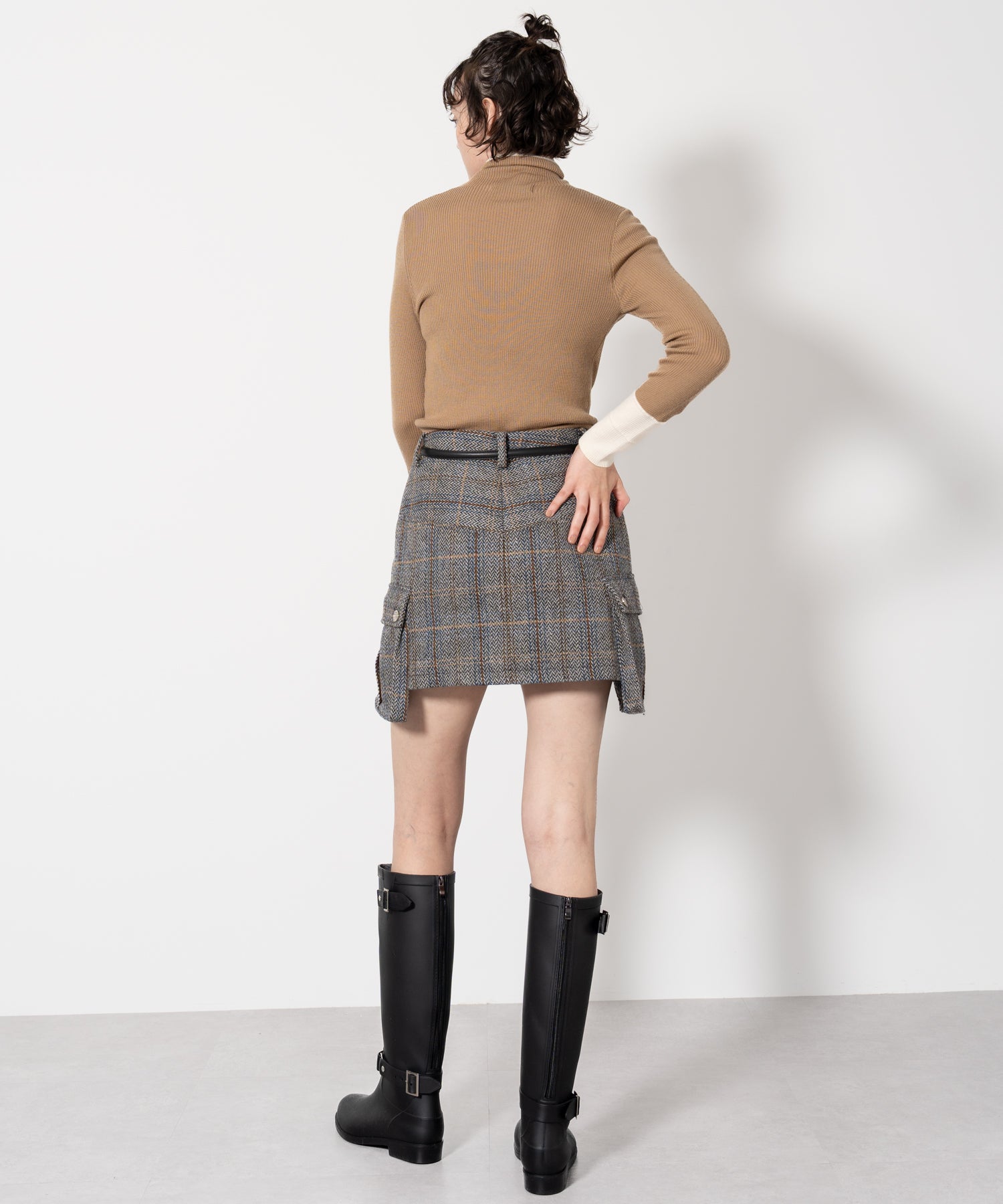 Herringbone Tweed Wool-Blend Mini Skirt