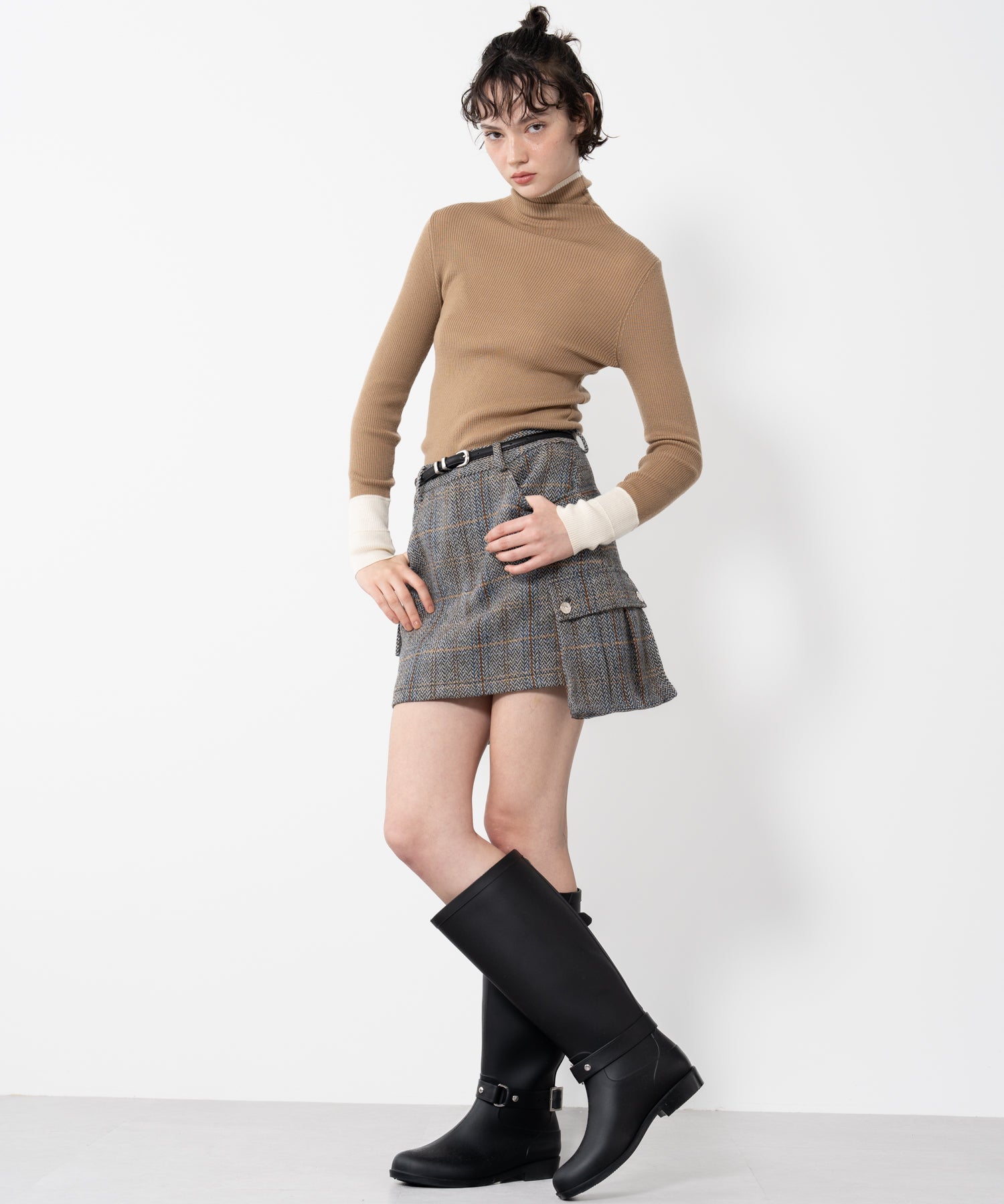 Herringbone Tweed Wool-Blend Mini Skirt