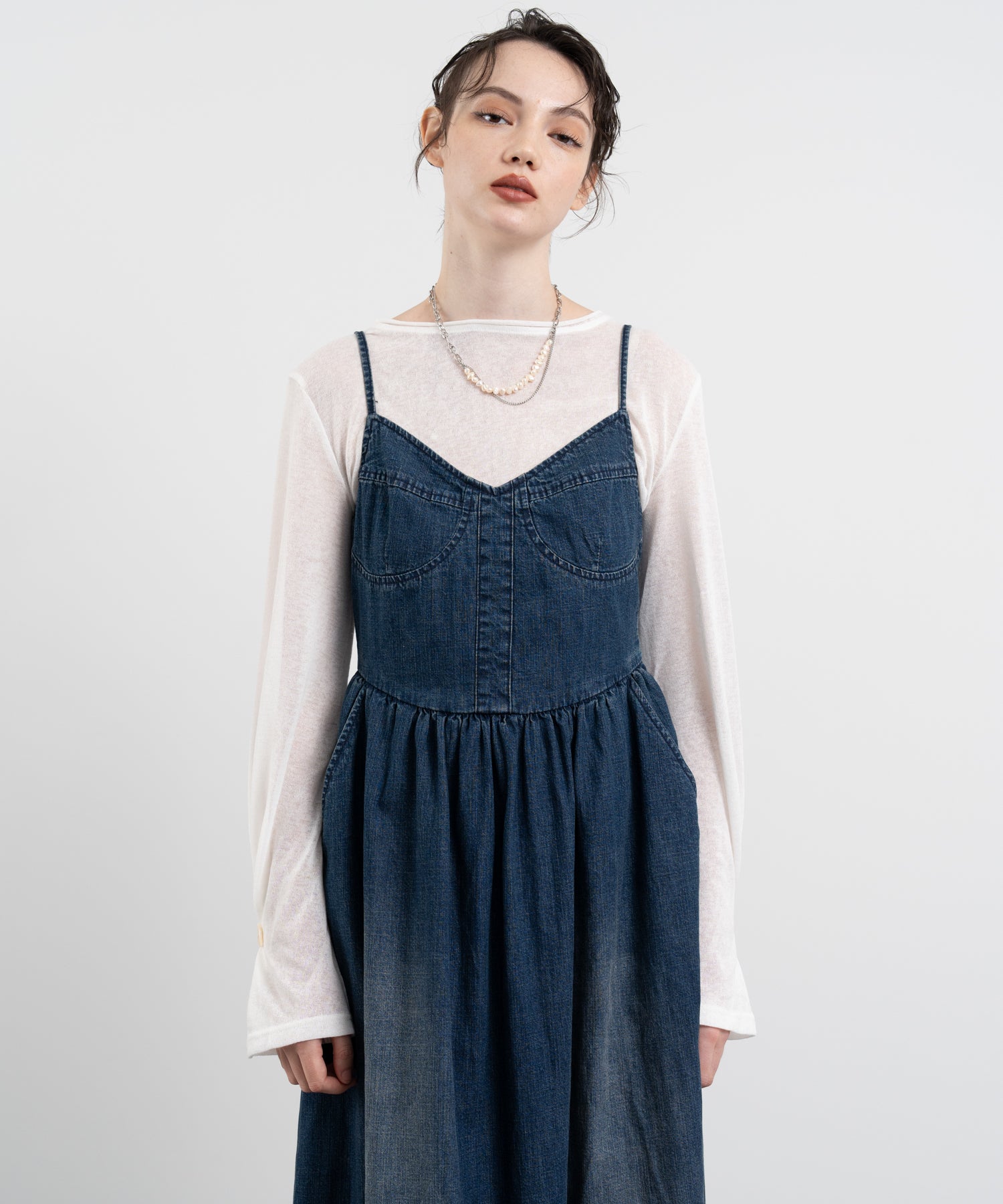 Denim Maxi-Length Cami Dress