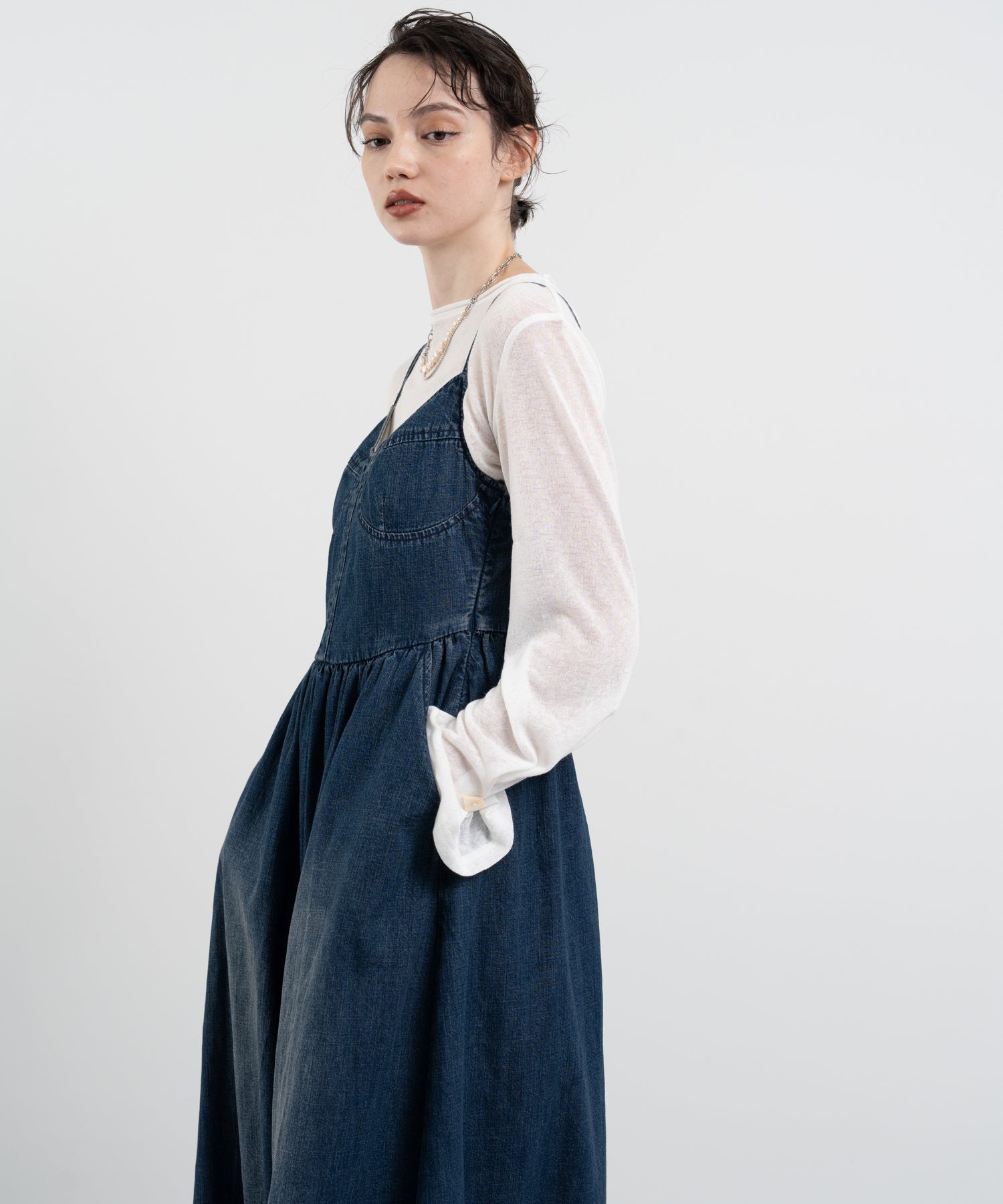 Denim Maxi-Length Cami Dress