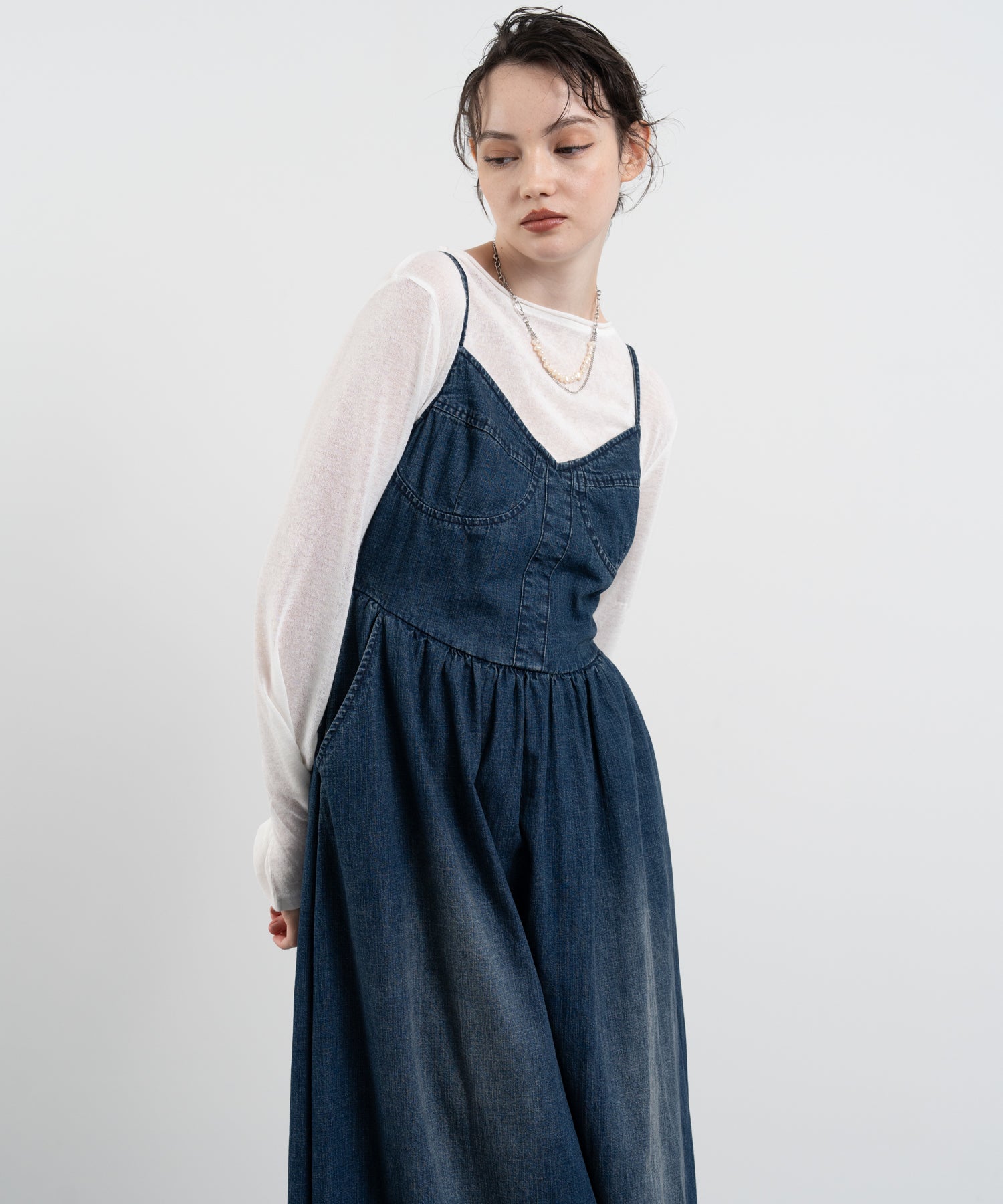 Denim Maxi-Length Cami Dress