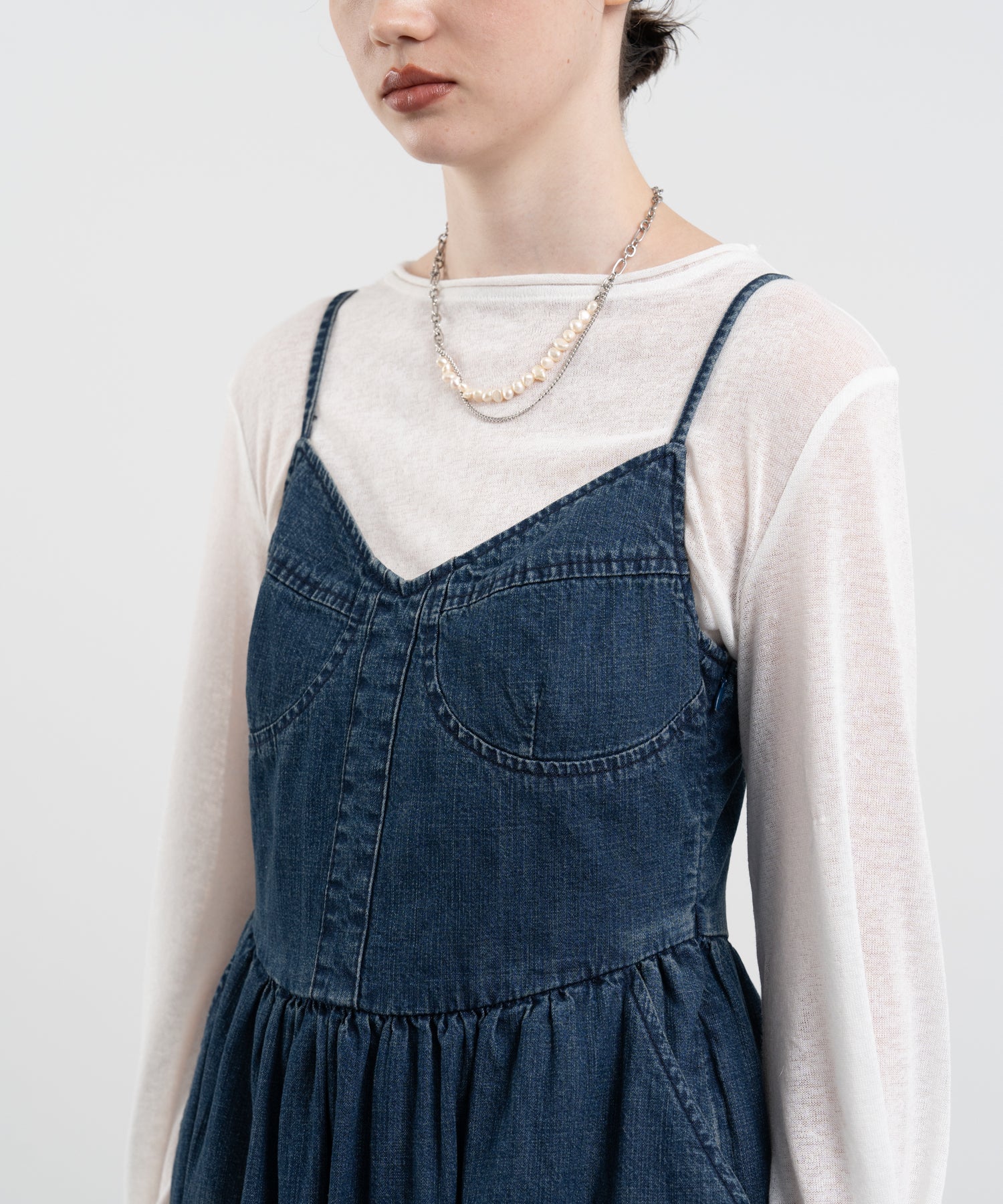 Denim Maxi-Length Cami Dress