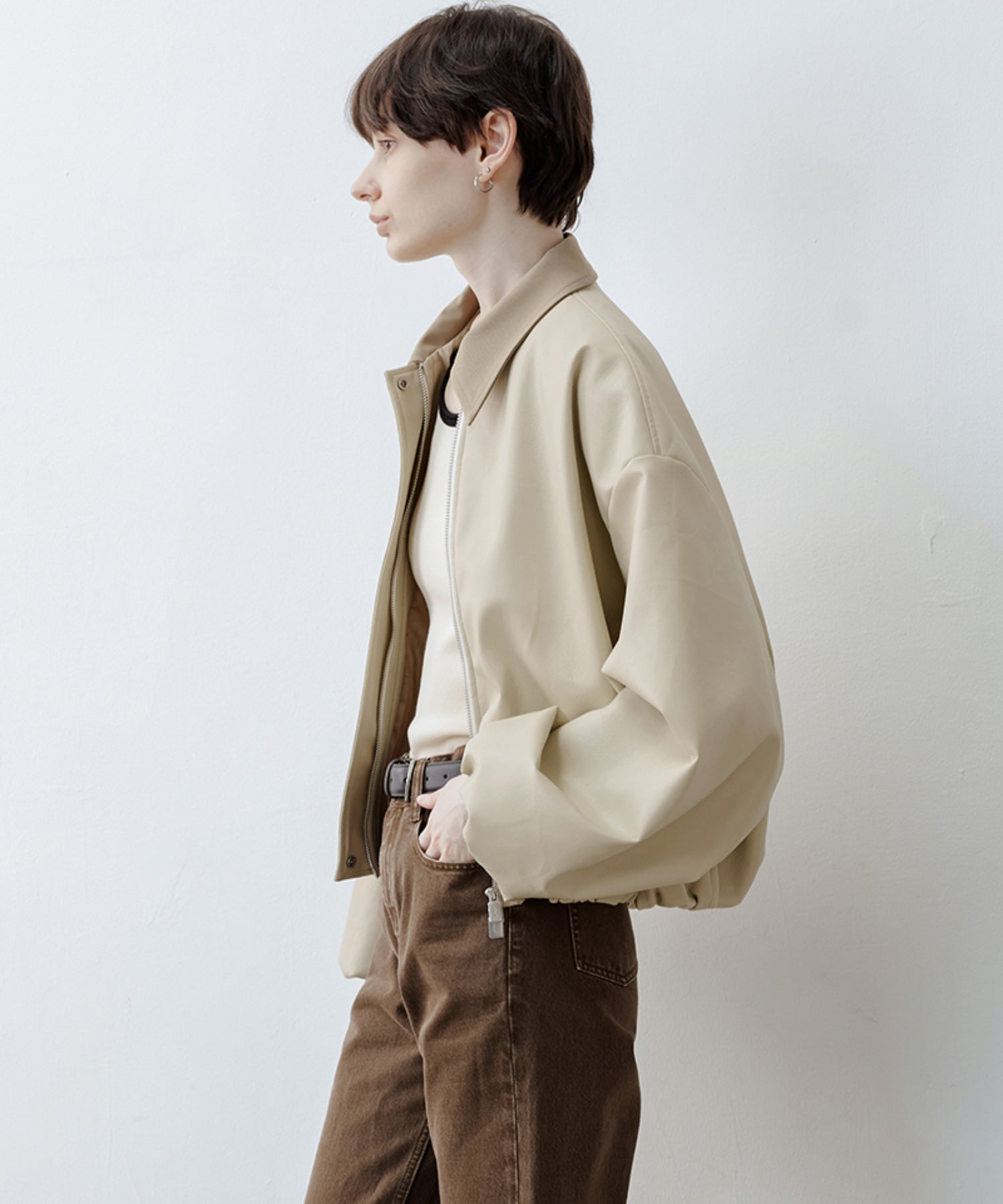 Vegan Leather Balloon Sleeve Blouson