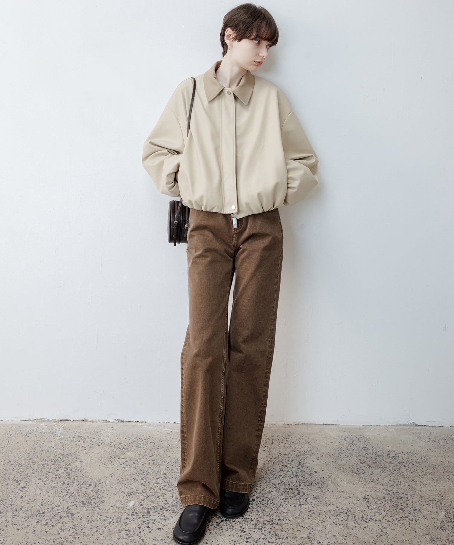 Vegan Leather Balloon Sleeve Blouson