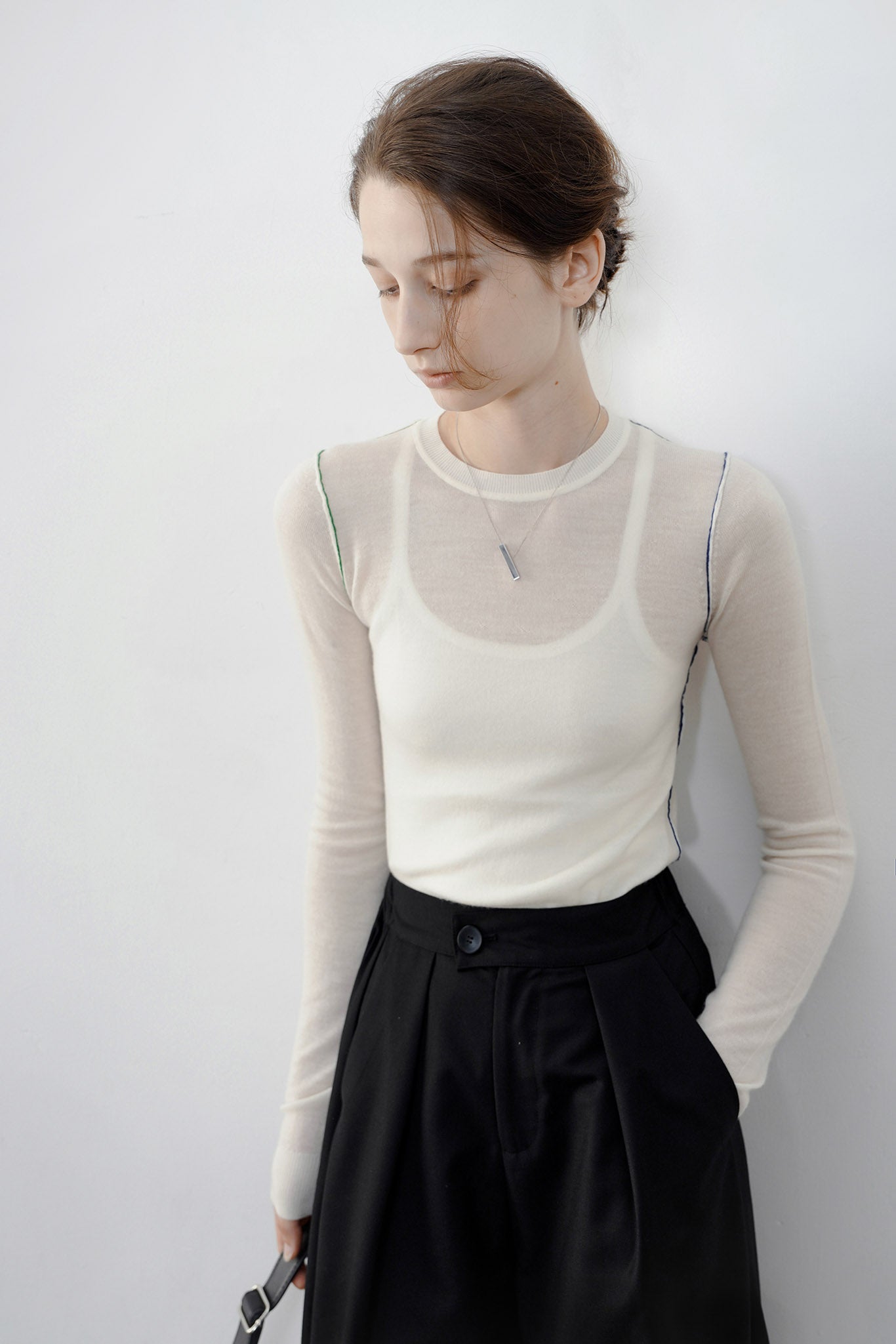 [tageechita] Bicolor linking wool knit