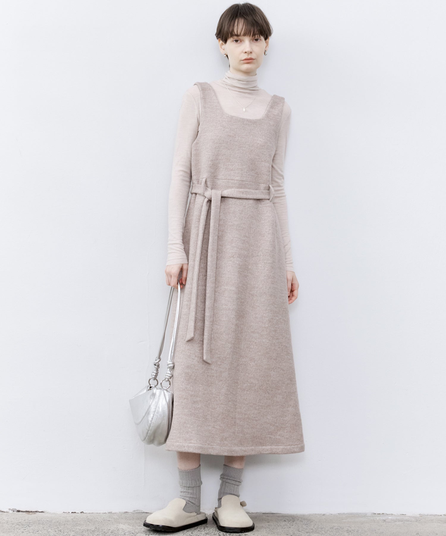 「PRE ORDER」Wool-Blend Belted Jumper Dress