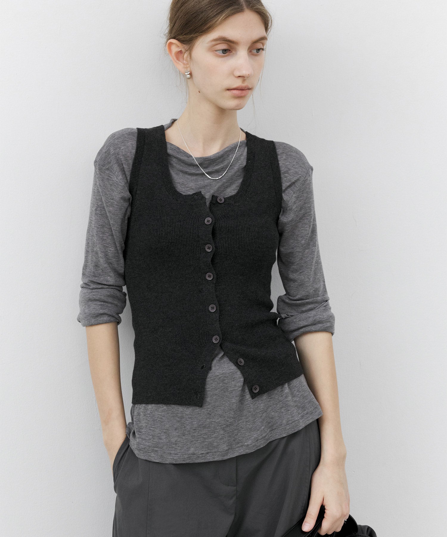 Basic Multi-Button Knit Vest