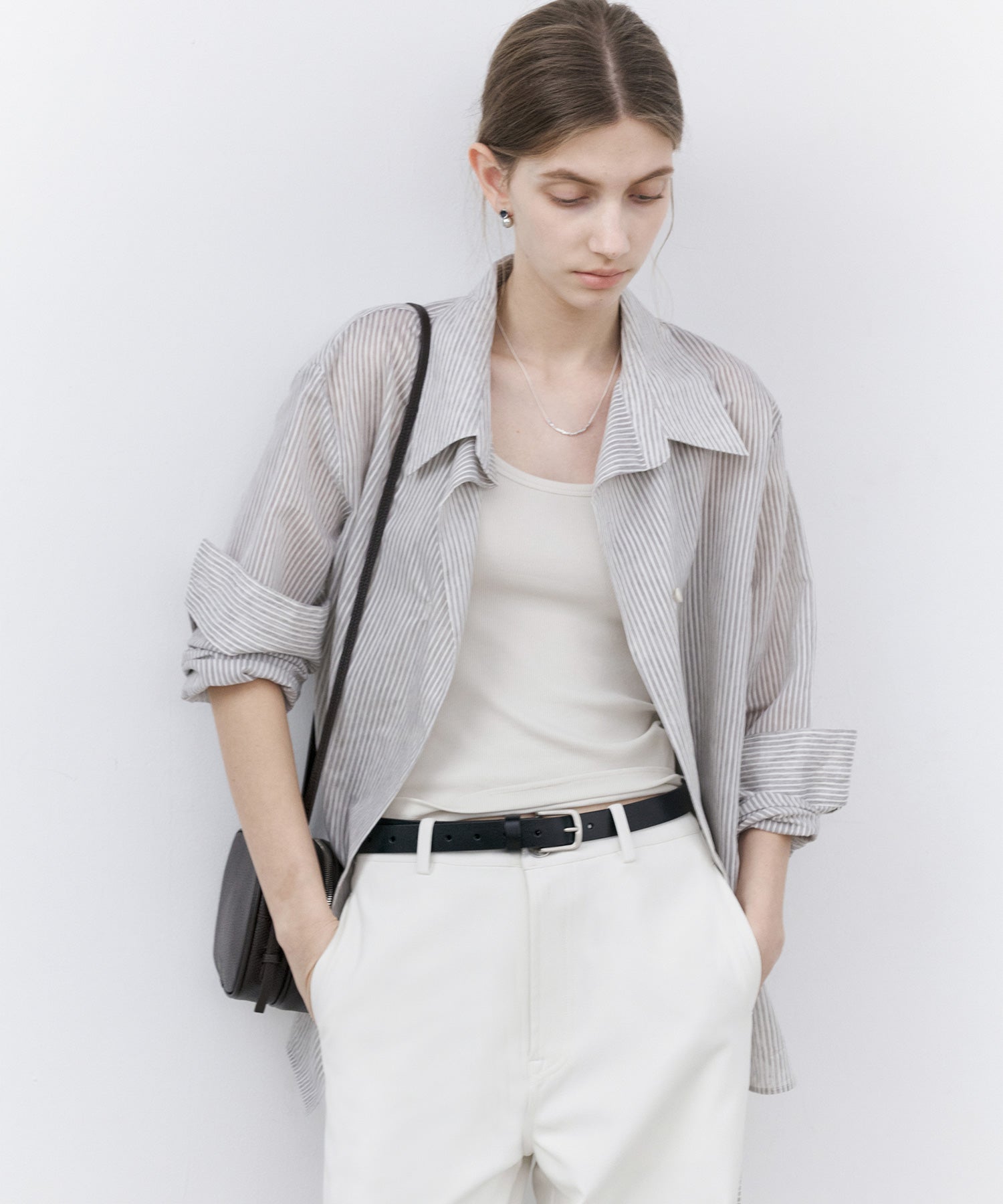 Asymmetrical Collar Tailored Shirt