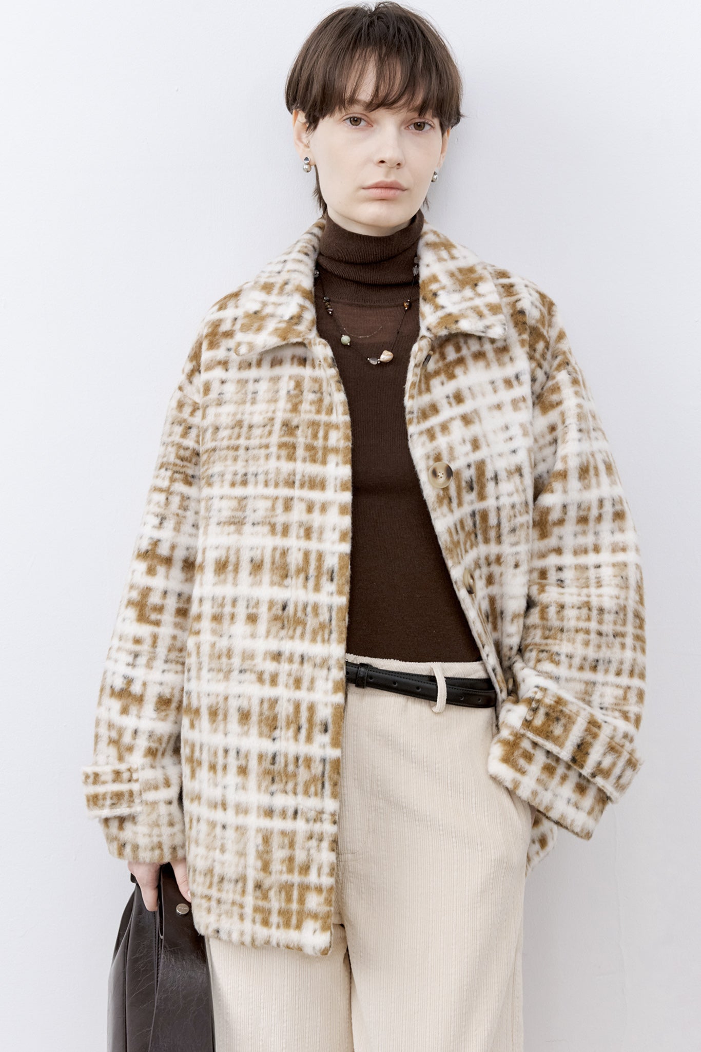 [tageechita] Compressed wool random check jacket