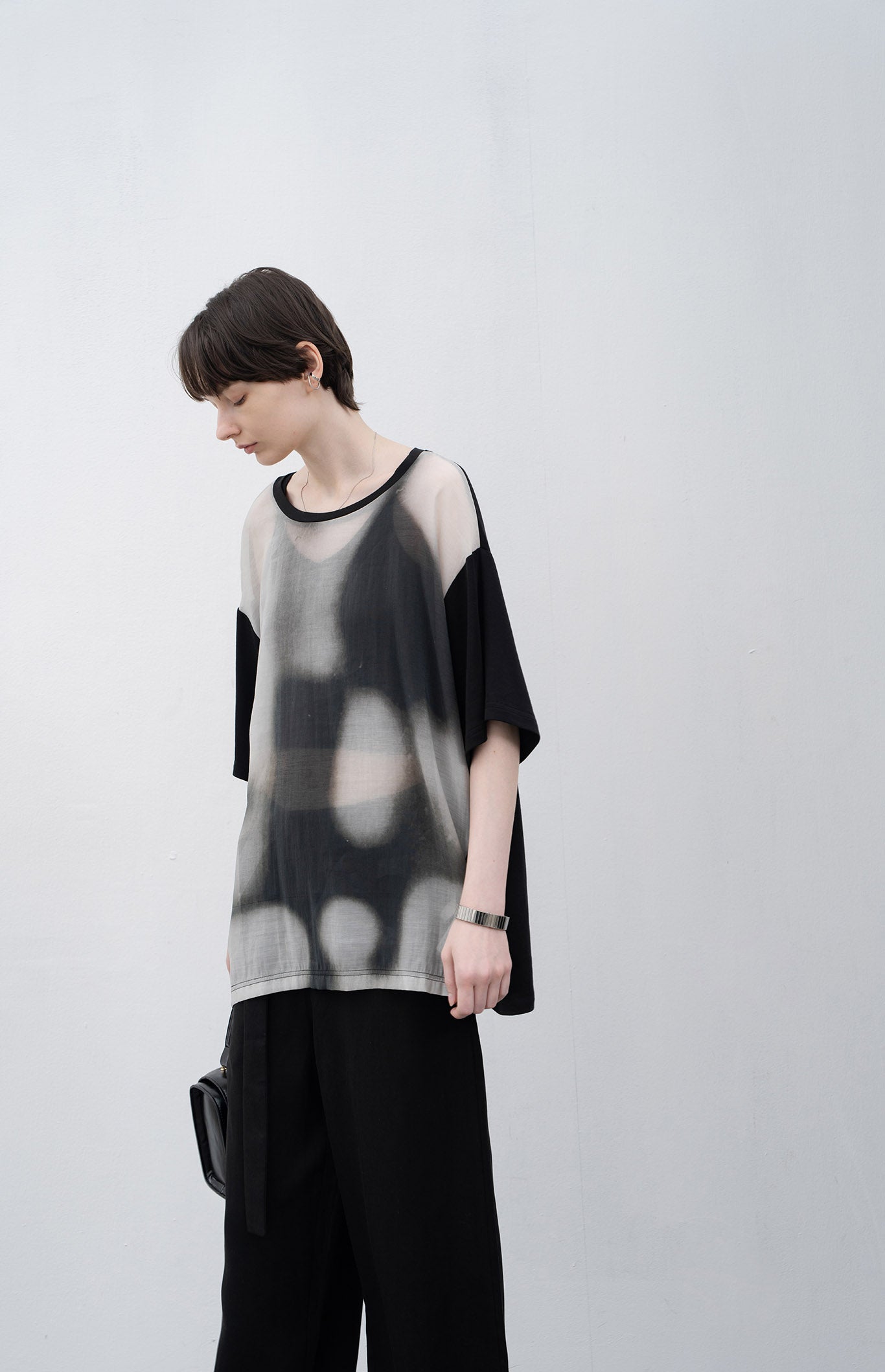 Sheer print cut and sew tops / T-shirt