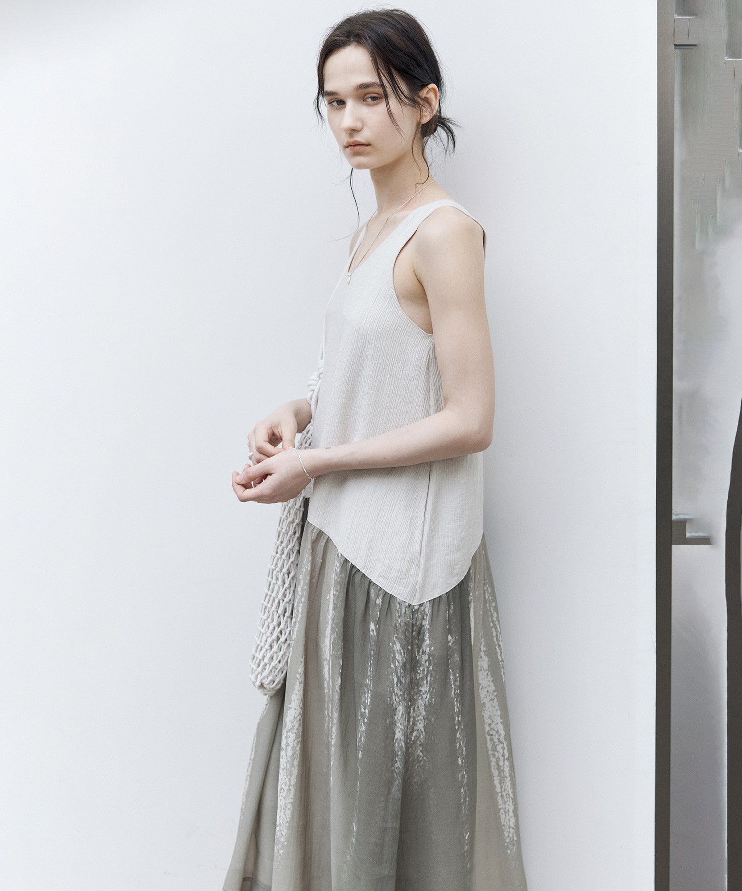 Artistic Light &amp; Shadow Print Sleeveless Dress