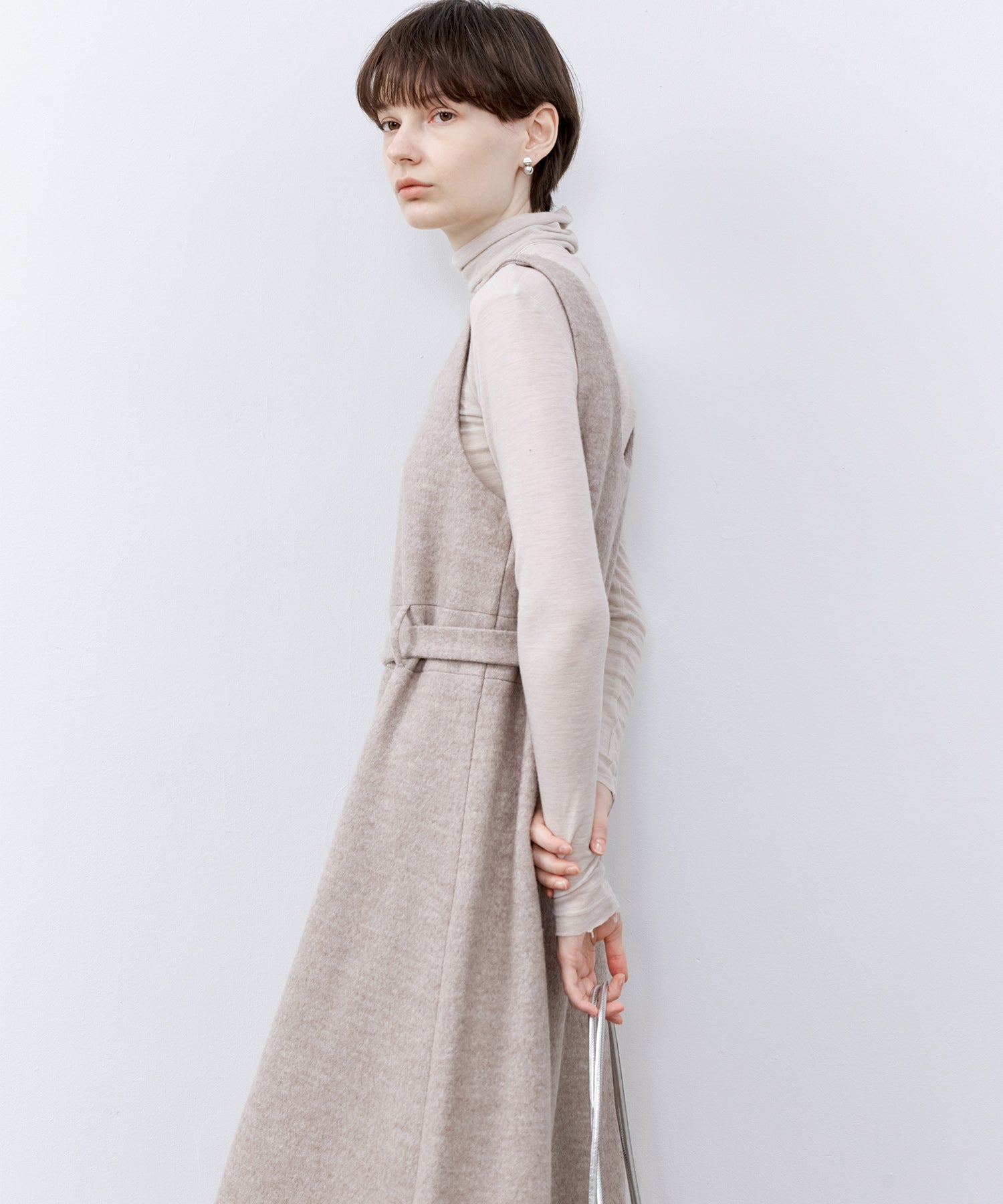 「PRE ORDER」Wool-Blend Belted Jumper Dress