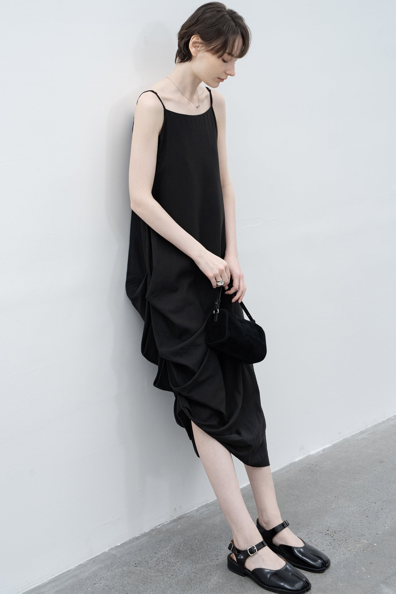 side gathered cami dress 