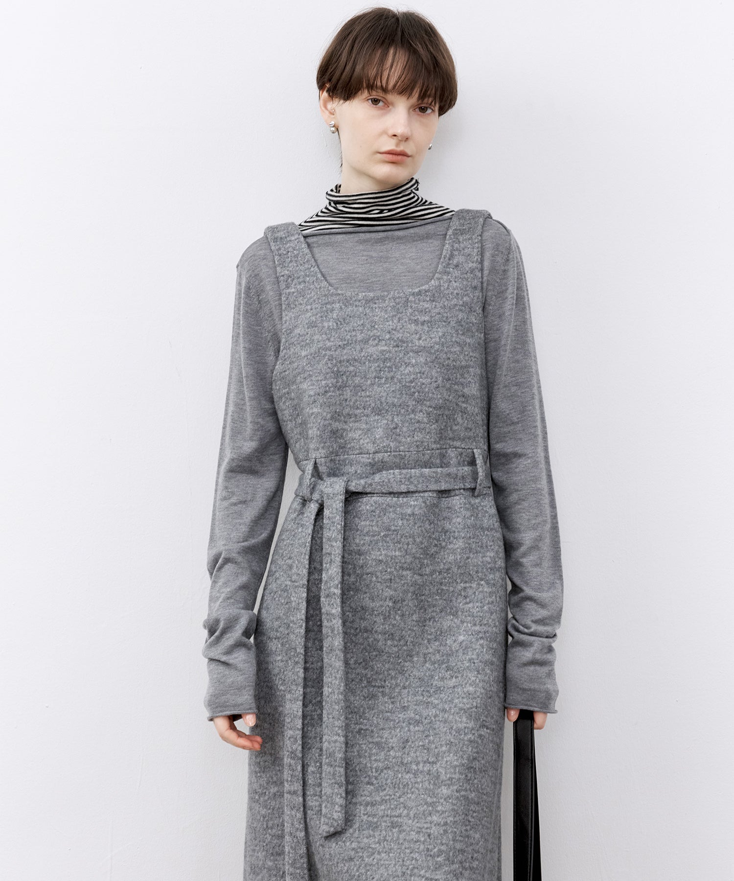 「PRE ORDER」Wool-Blend Belted Jumper Dress