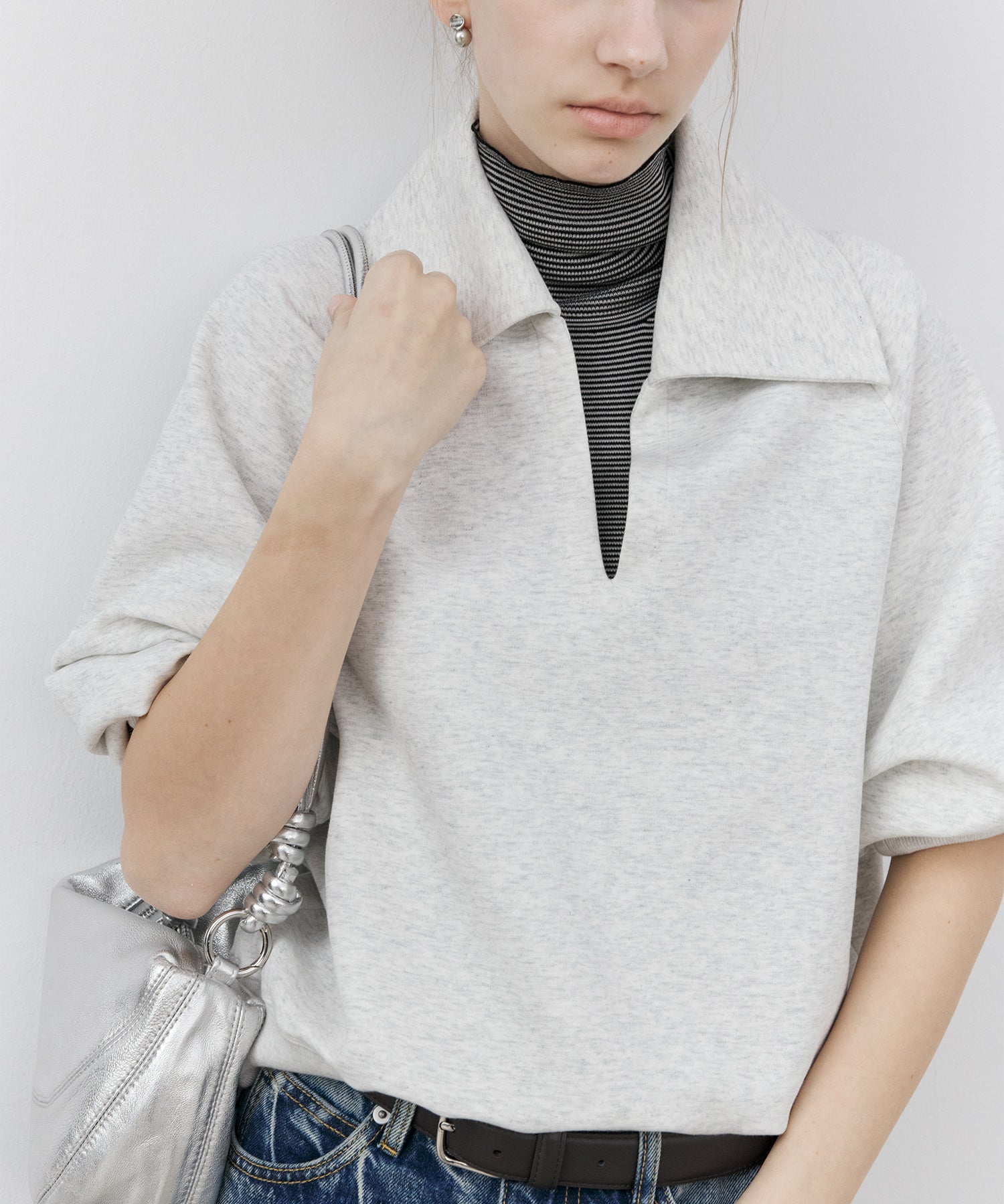 Deep V-Neck Sweatshirt