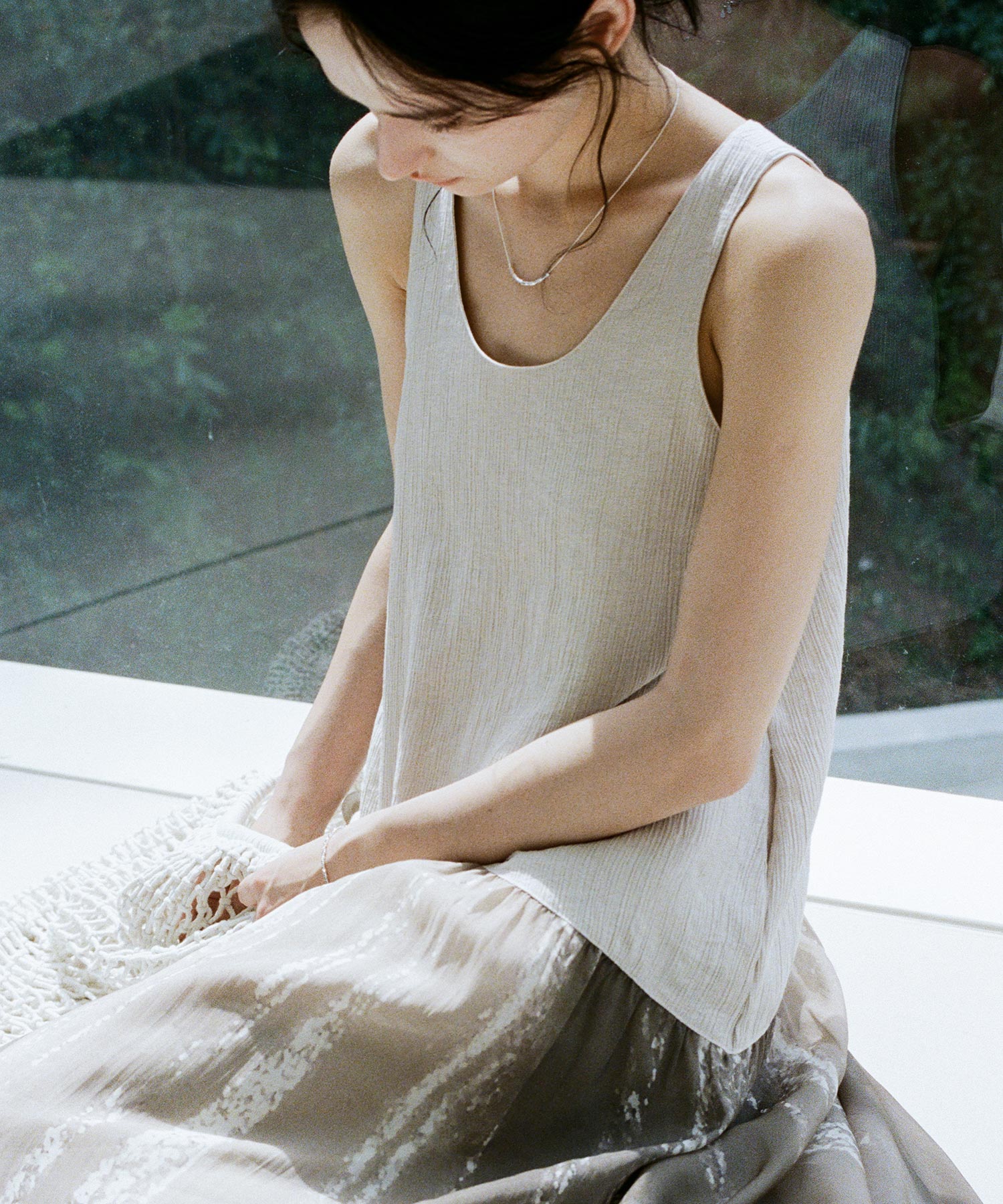 Artistic Light &amp; Shadow Print Sleeveless Dress