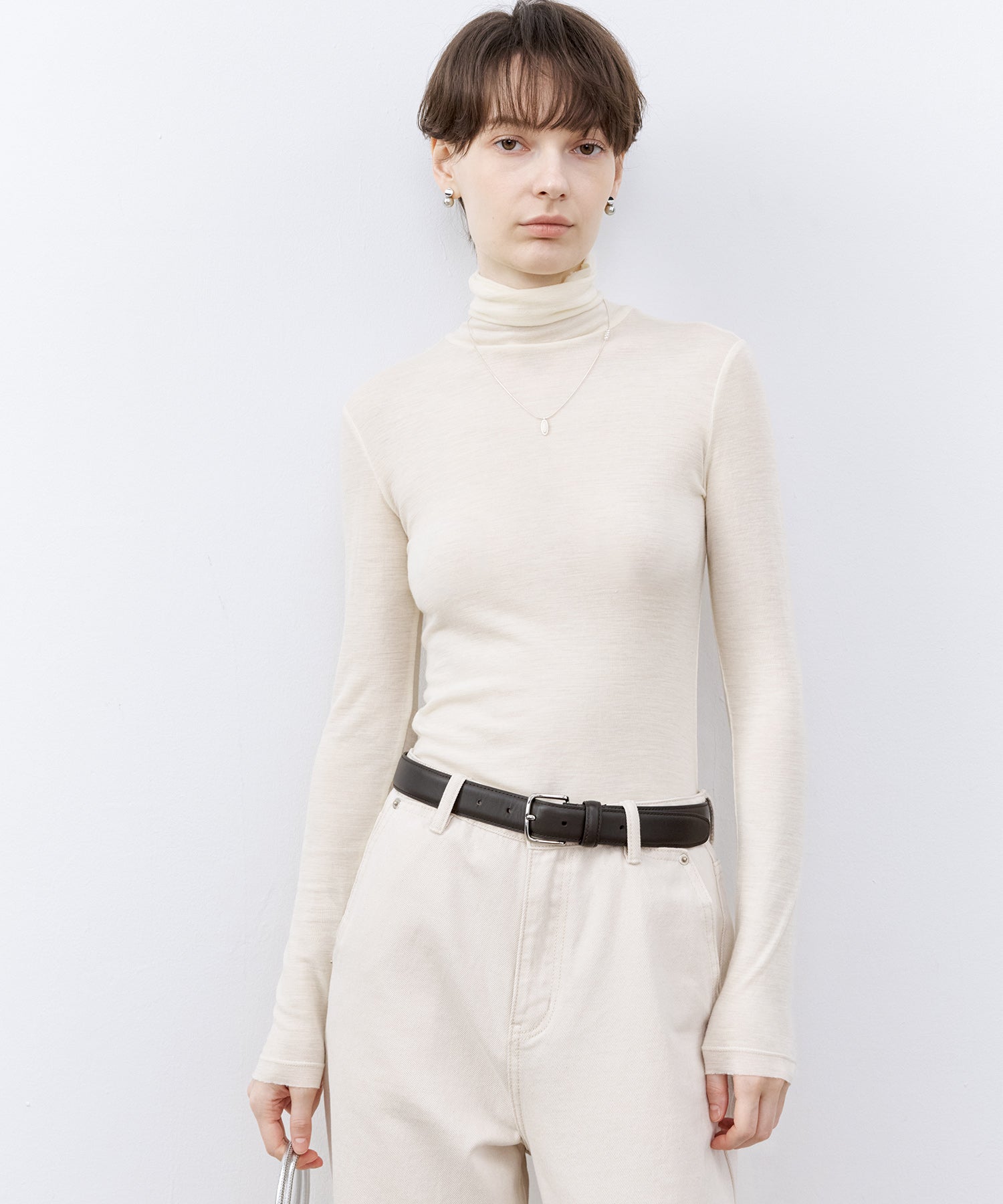 High-Neck Soft Wool Knit Top