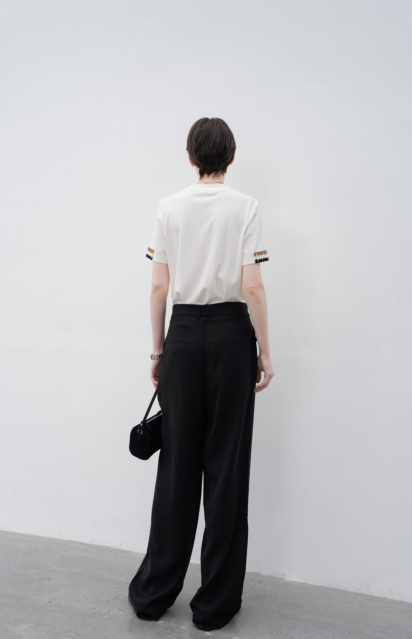 Waist belt straight basic pants