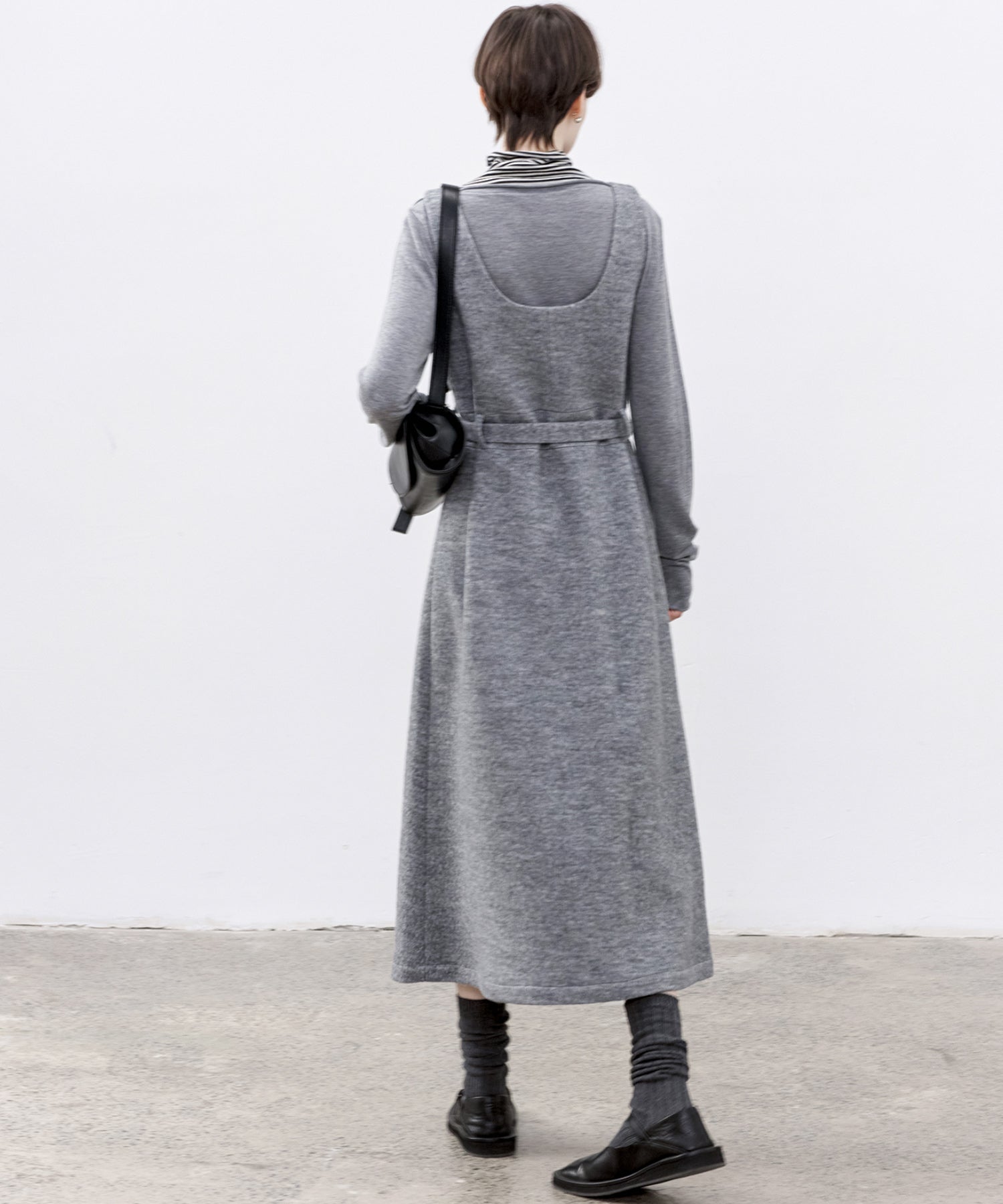 「PRE ORDER」Wool-Blend Belted Jumper Dress