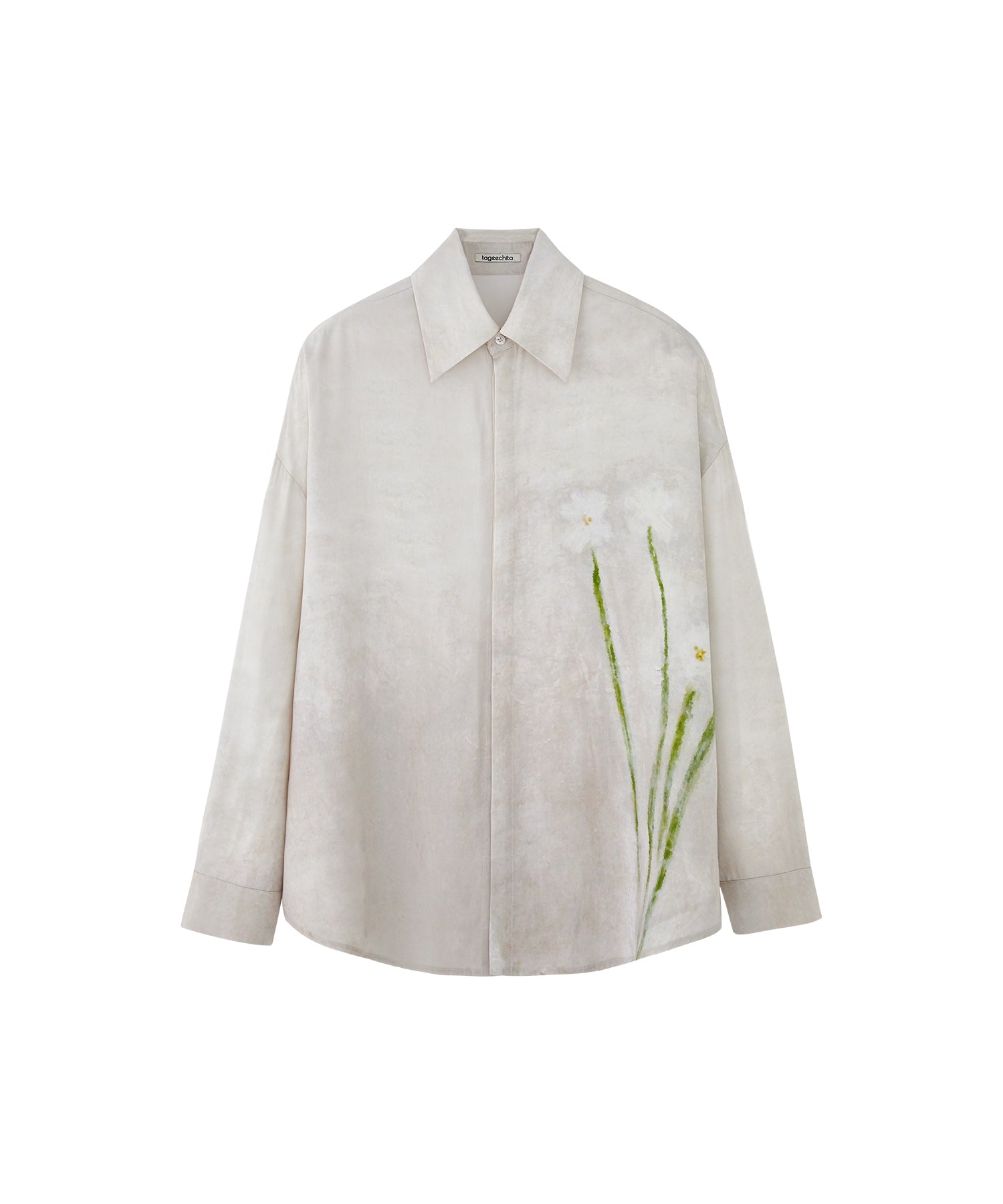 Art Print Oversized Shirt with Dropped Shoulders