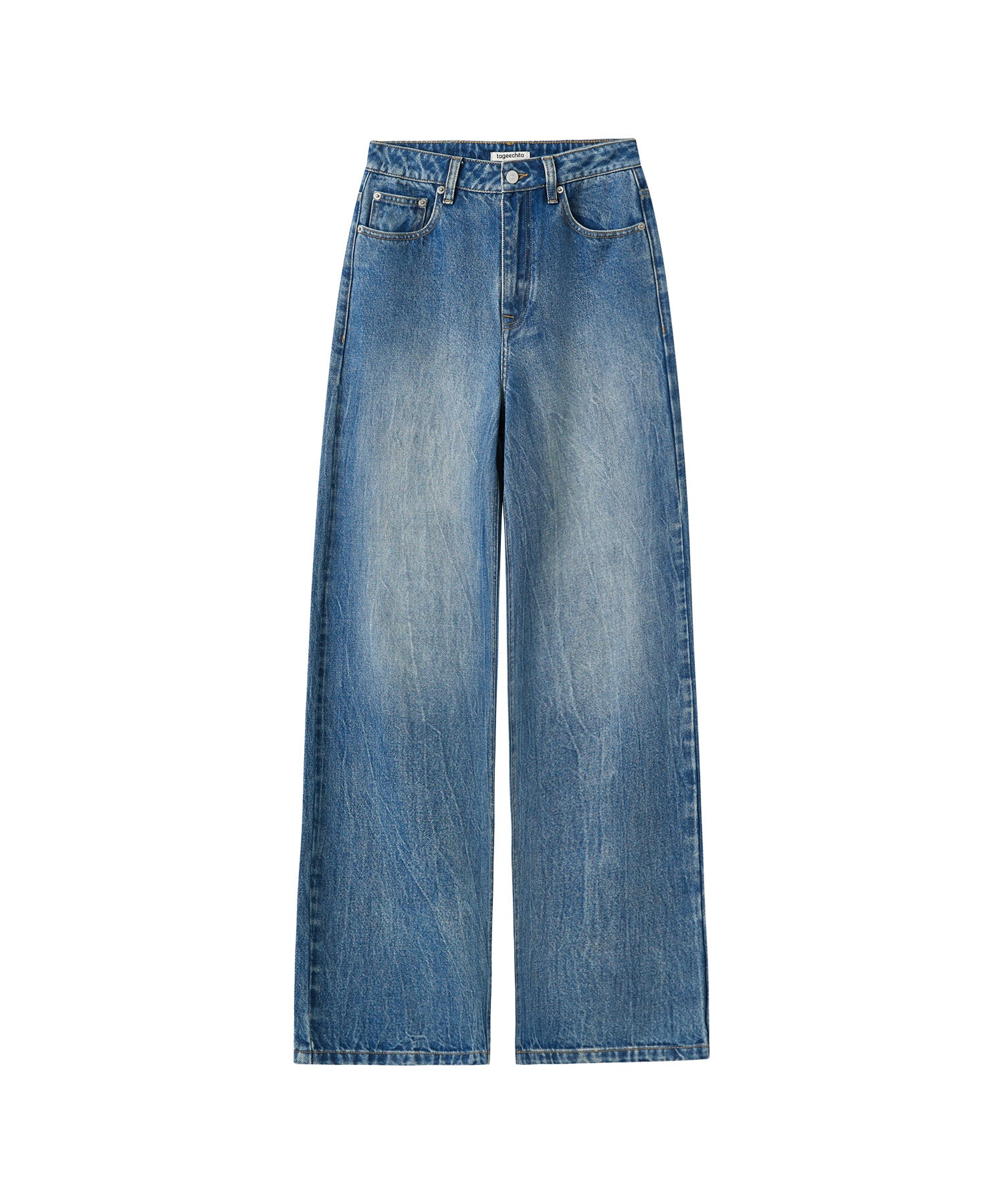 Water Ripple Wash Straight Jeans