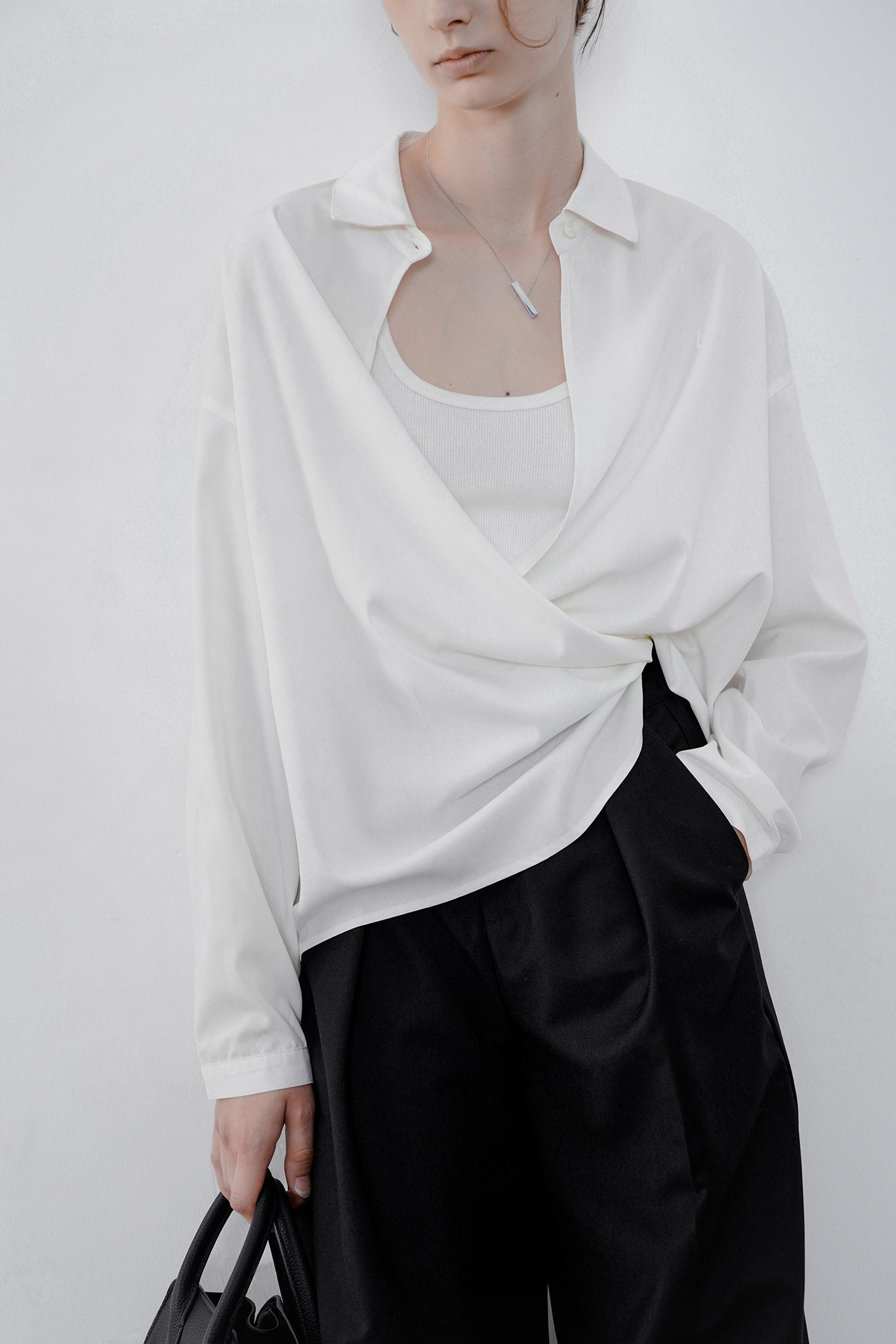 [tageechita] Front drape shirt