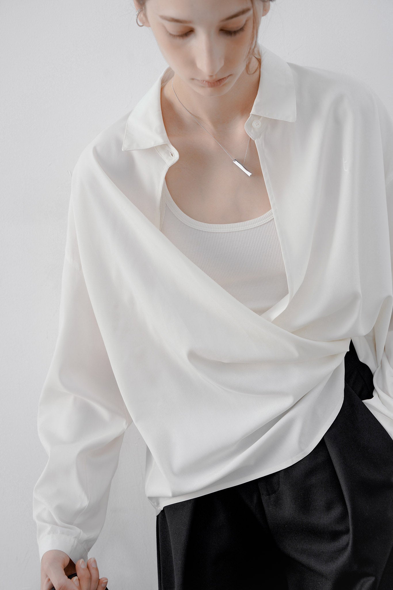 [tageechita] Front drape shirt