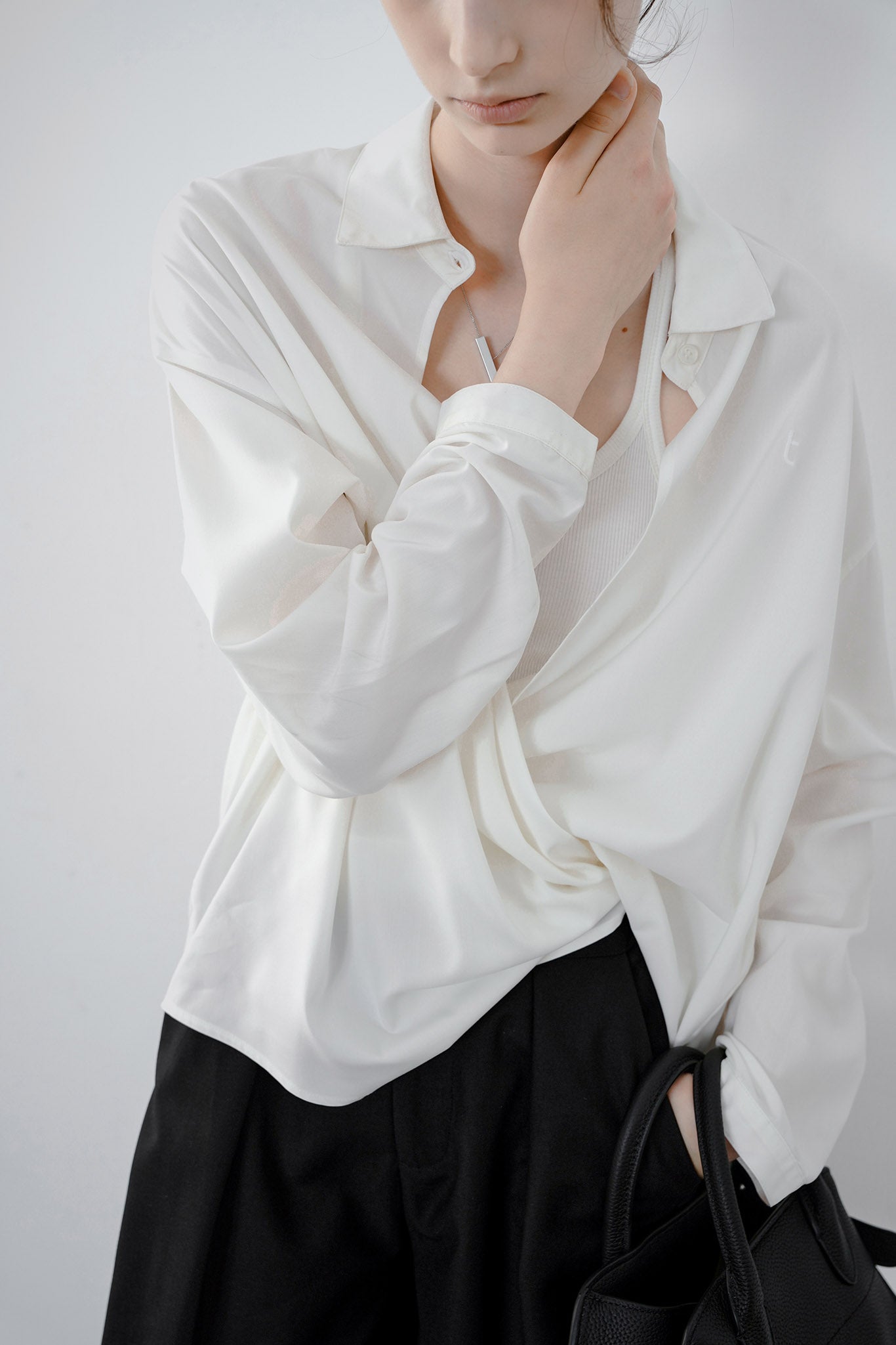 [tageechita] Front drape shirt