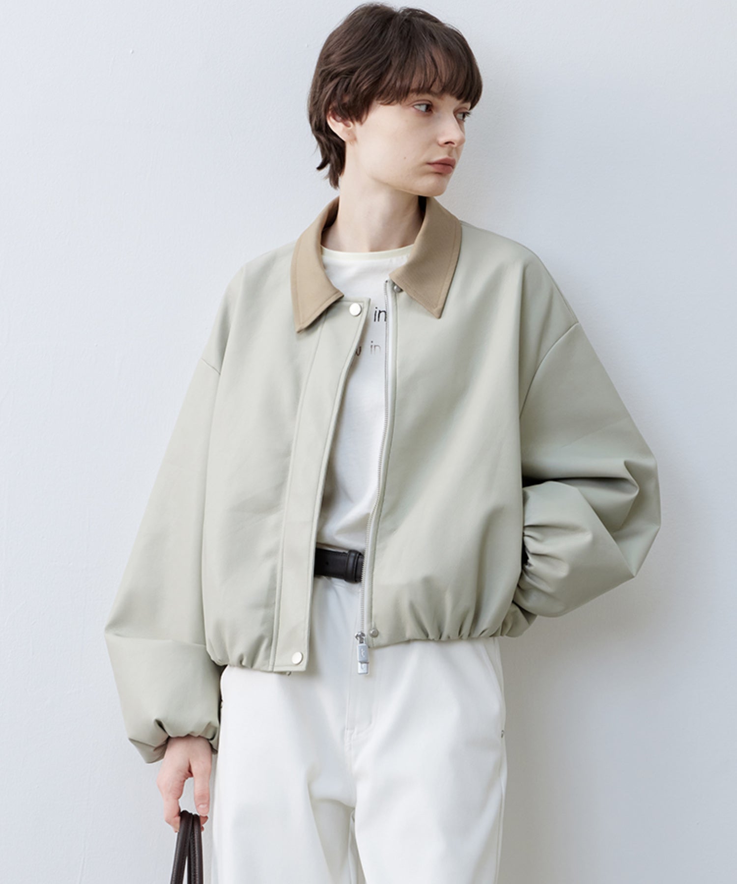 Vegan Leather Balloon Sleeve Blouson