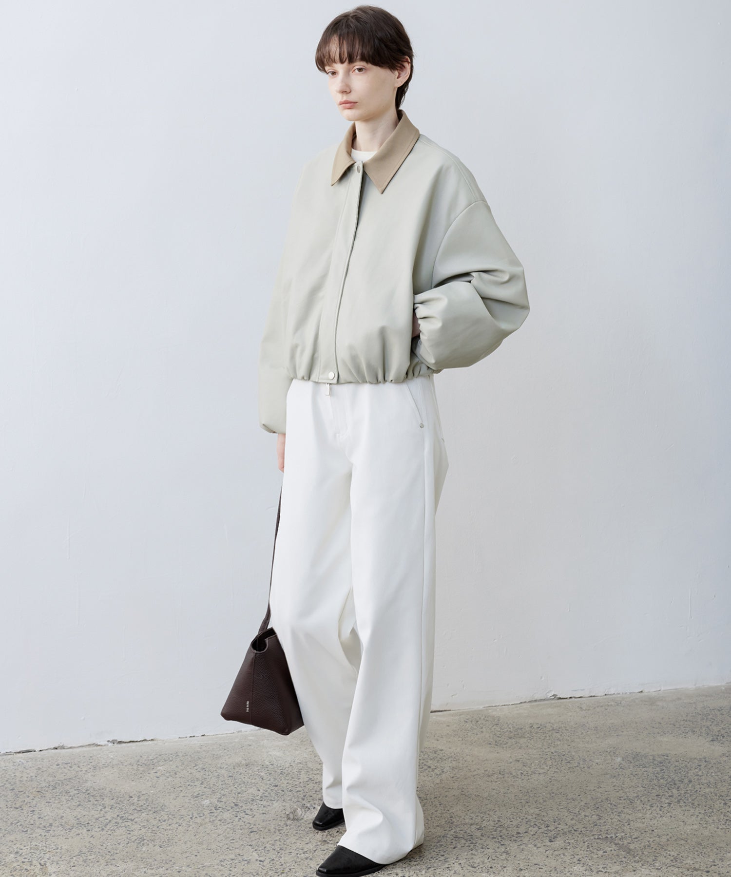 Vegan Leather Balloon Sleeve Blouson