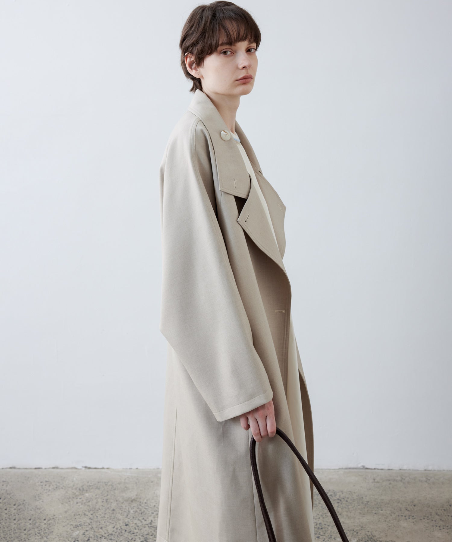 Cross-style Collar Oversized Trench Coat