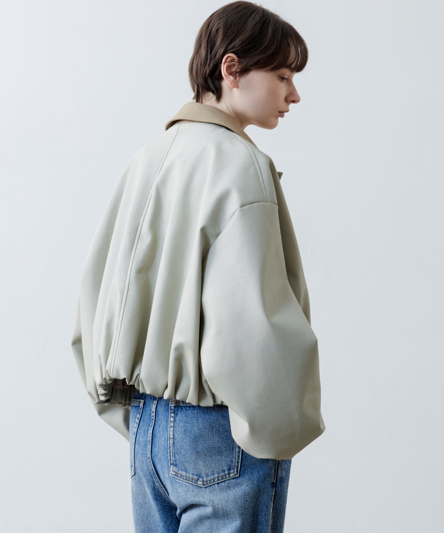 Vegan Leather Balloon Sleeve Blouson