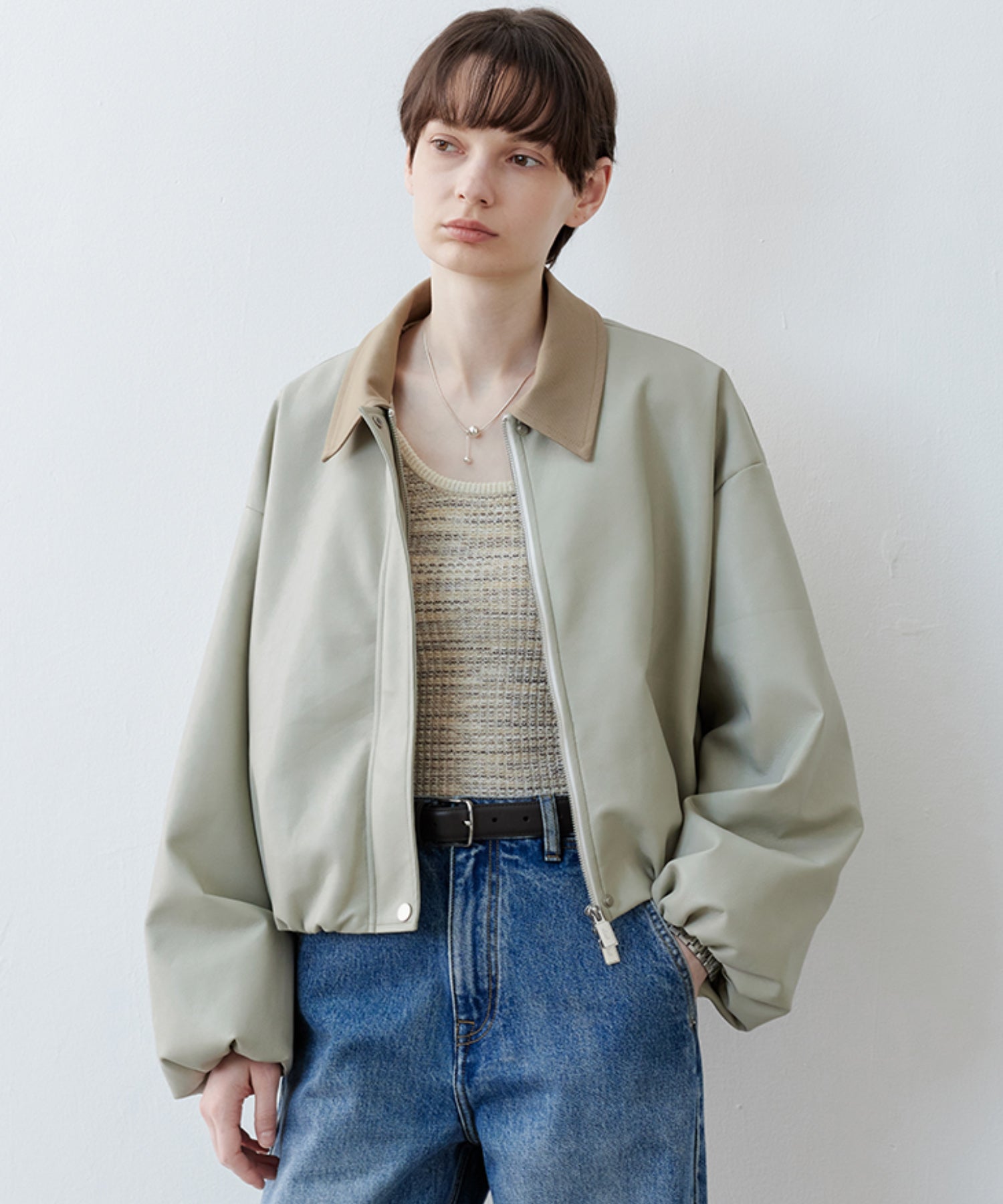Vegan Leather Balloon Sleeve Blouson