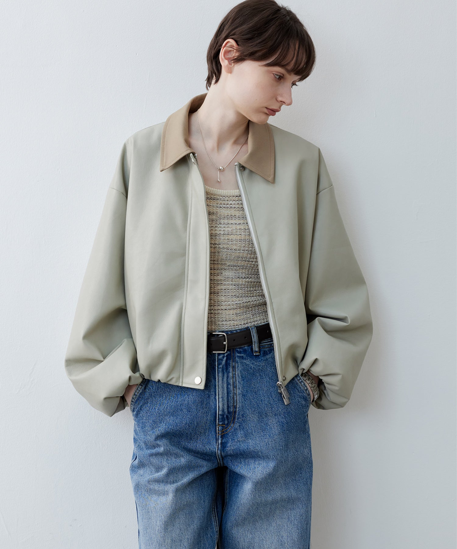 Vegan Leather Balloon Sleeve Blouson