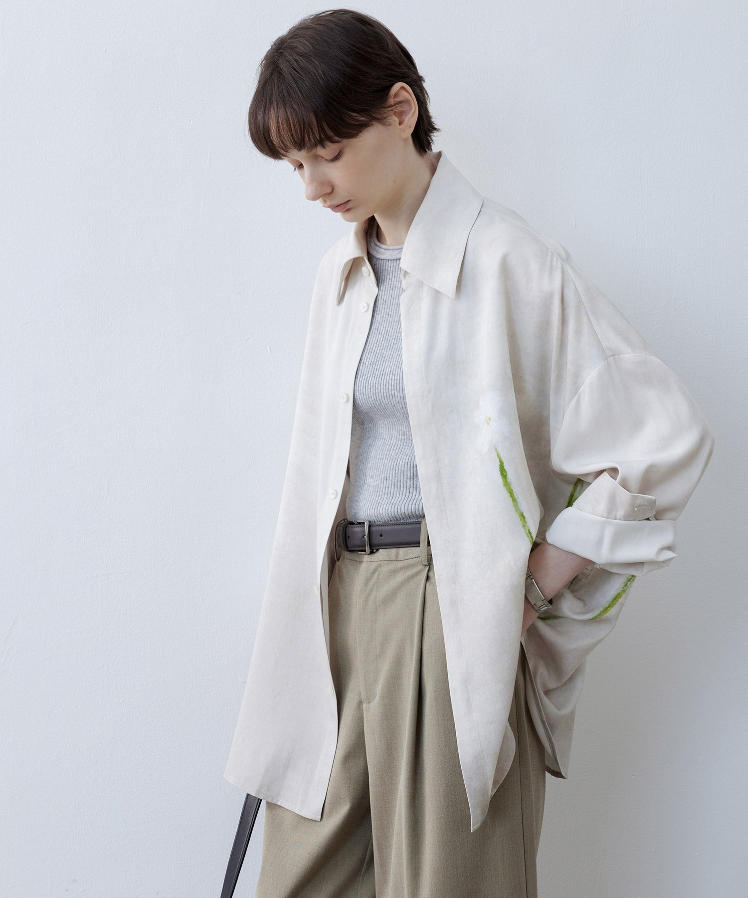 Art Print Oversized Shirt with Dropped Shoulders