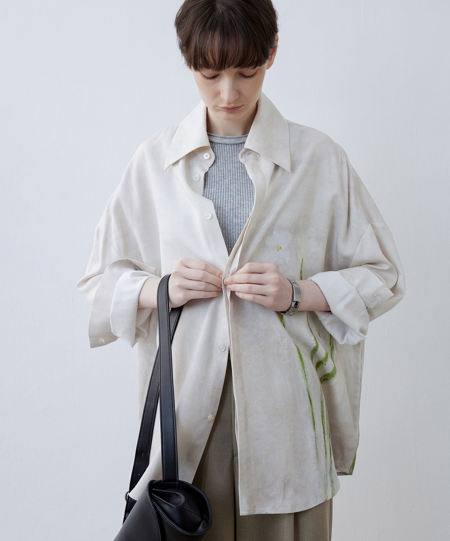 Art Print Oversized Shirt with Dropped Shoulders