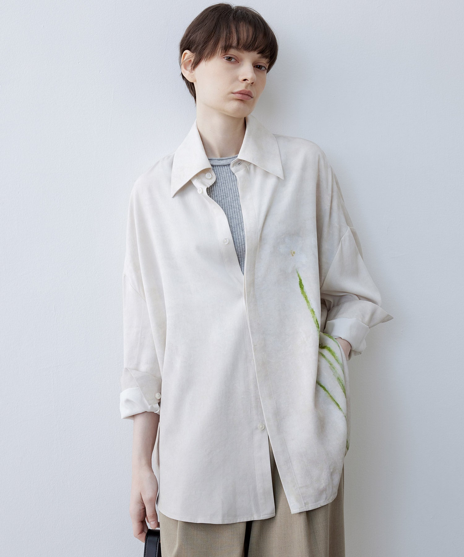 Art Print Oversized Shirt with Dropped Shoulders