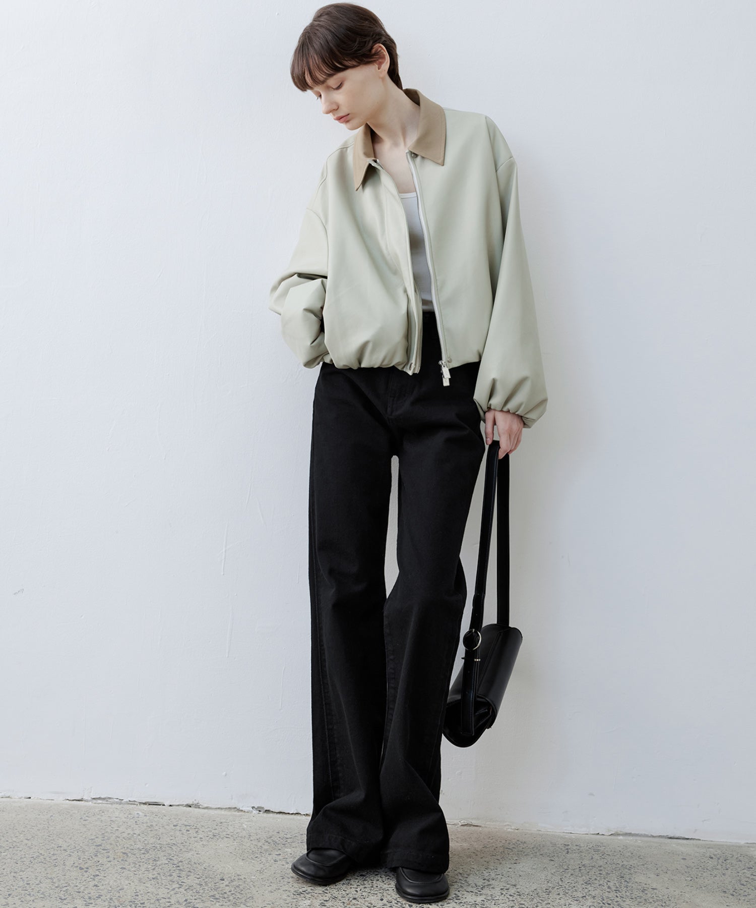 Vegan Leather Balloon Sleeve Blouson