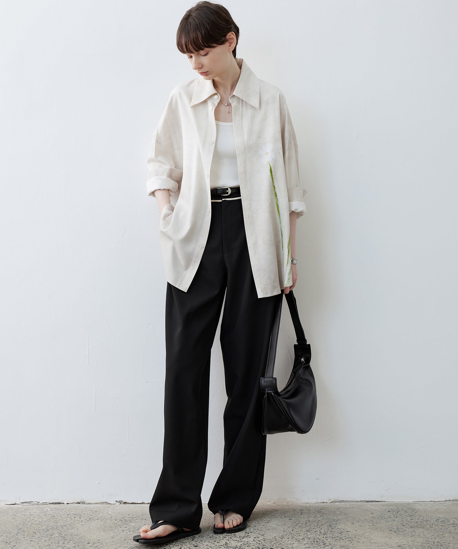 Art Print Oversized Shirt with Dropped Shoulders