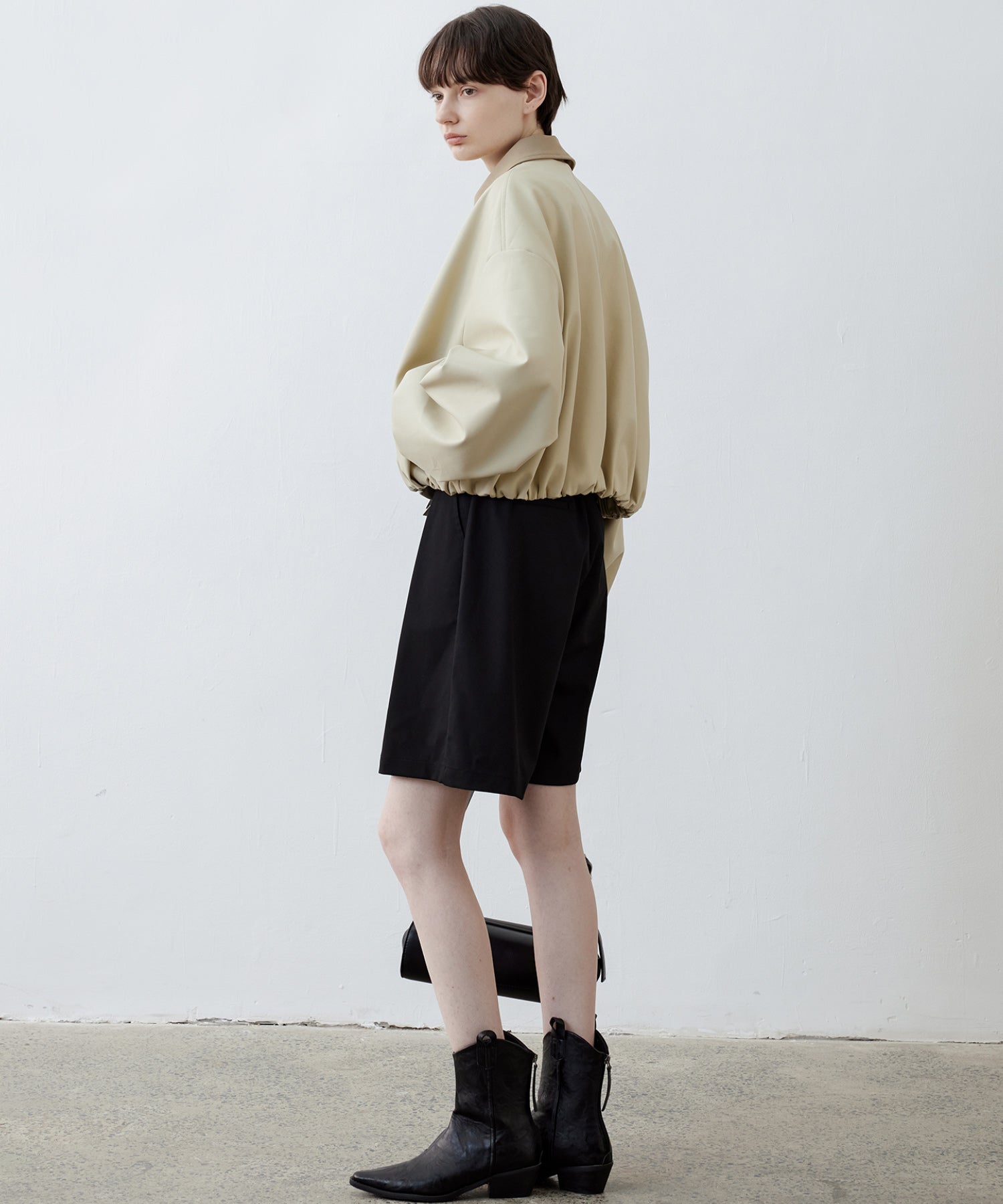 Vegan Leather Balloon Sleeve Blouson
