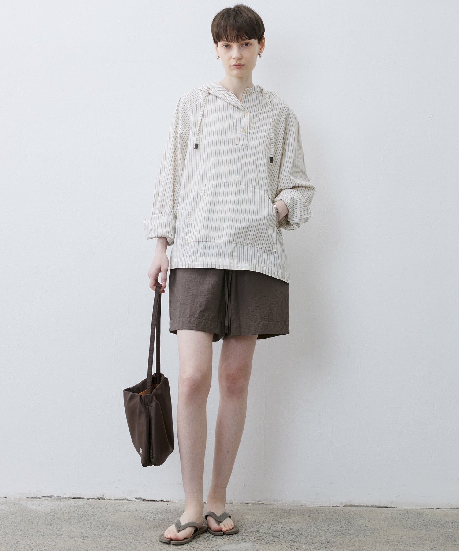 Striped Shirt-Style Pullover Hoodie