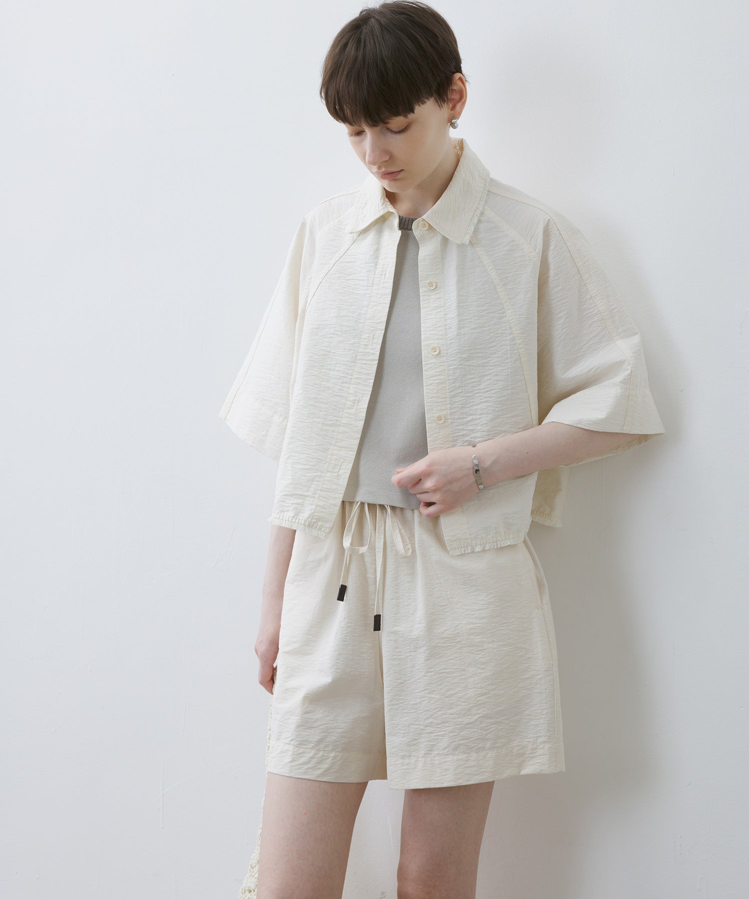 Cropped Fringe-Hem Overshirt