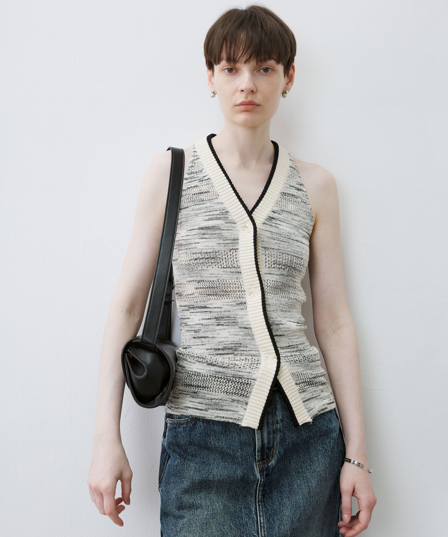 Summer Knit Melange Sleeveless Top
