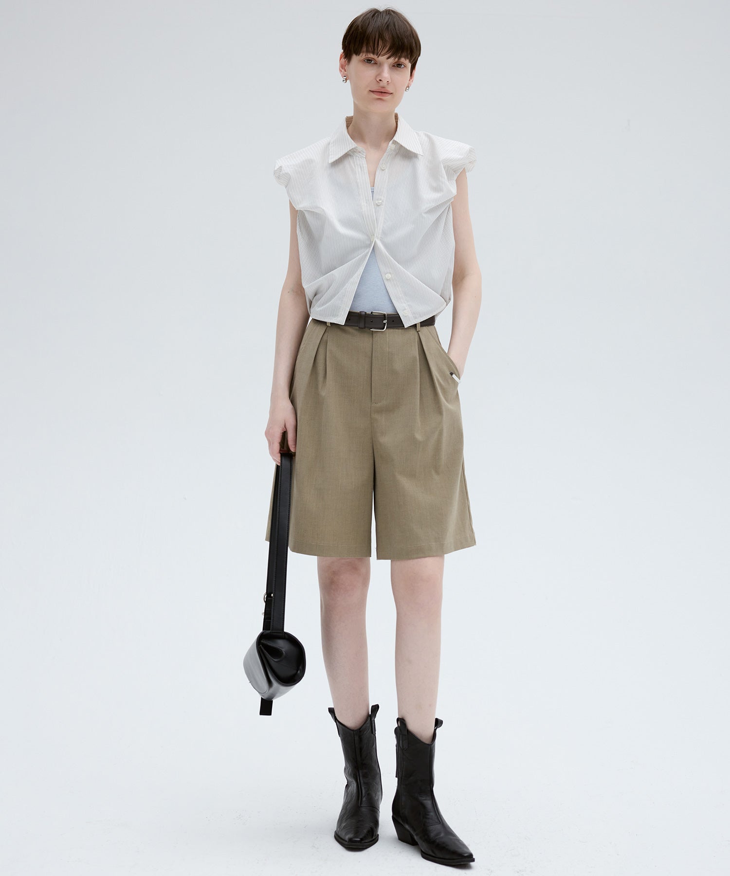 Striped Gathered-Detail Shirt