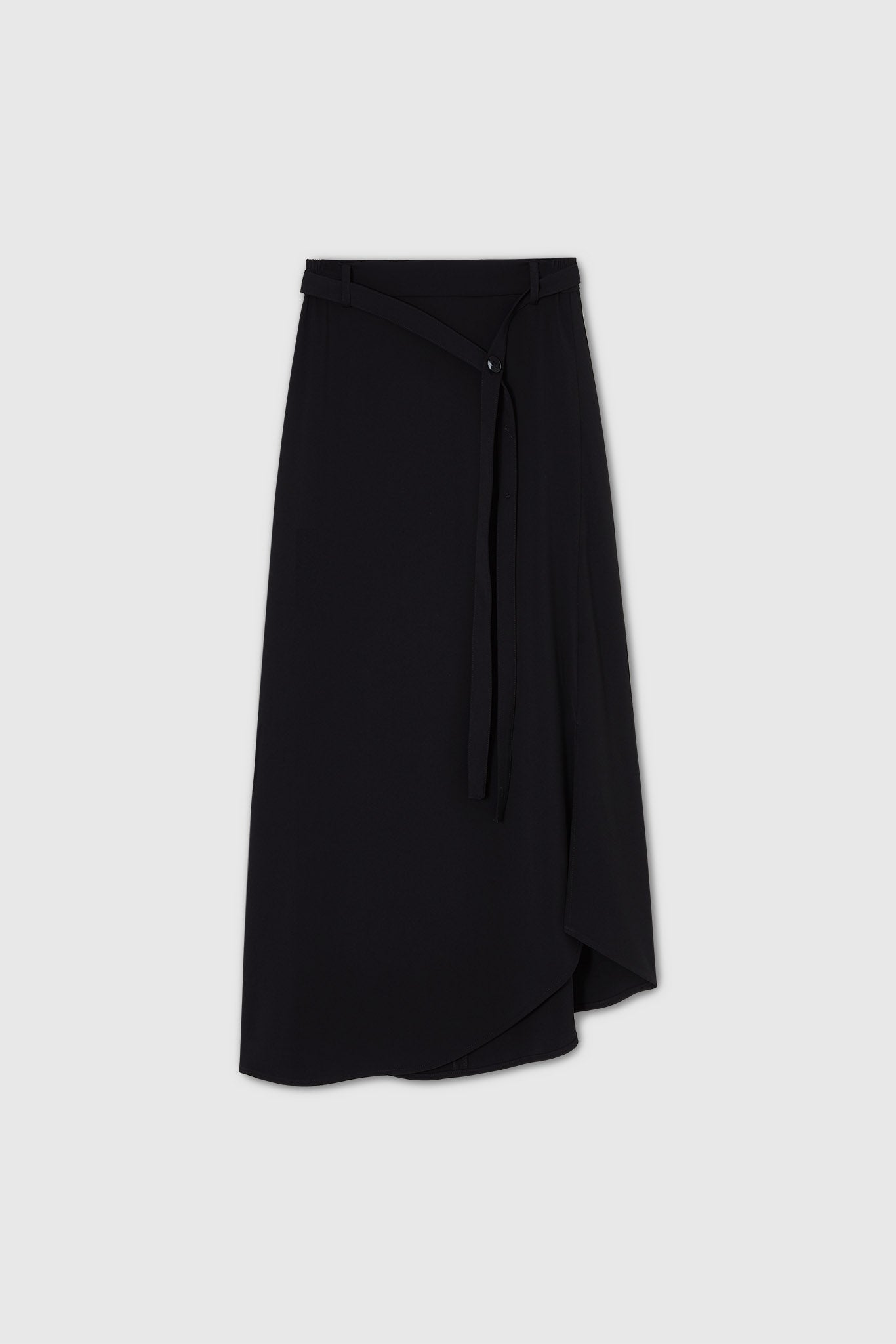 Asymmetric tight skirt with waist belt 