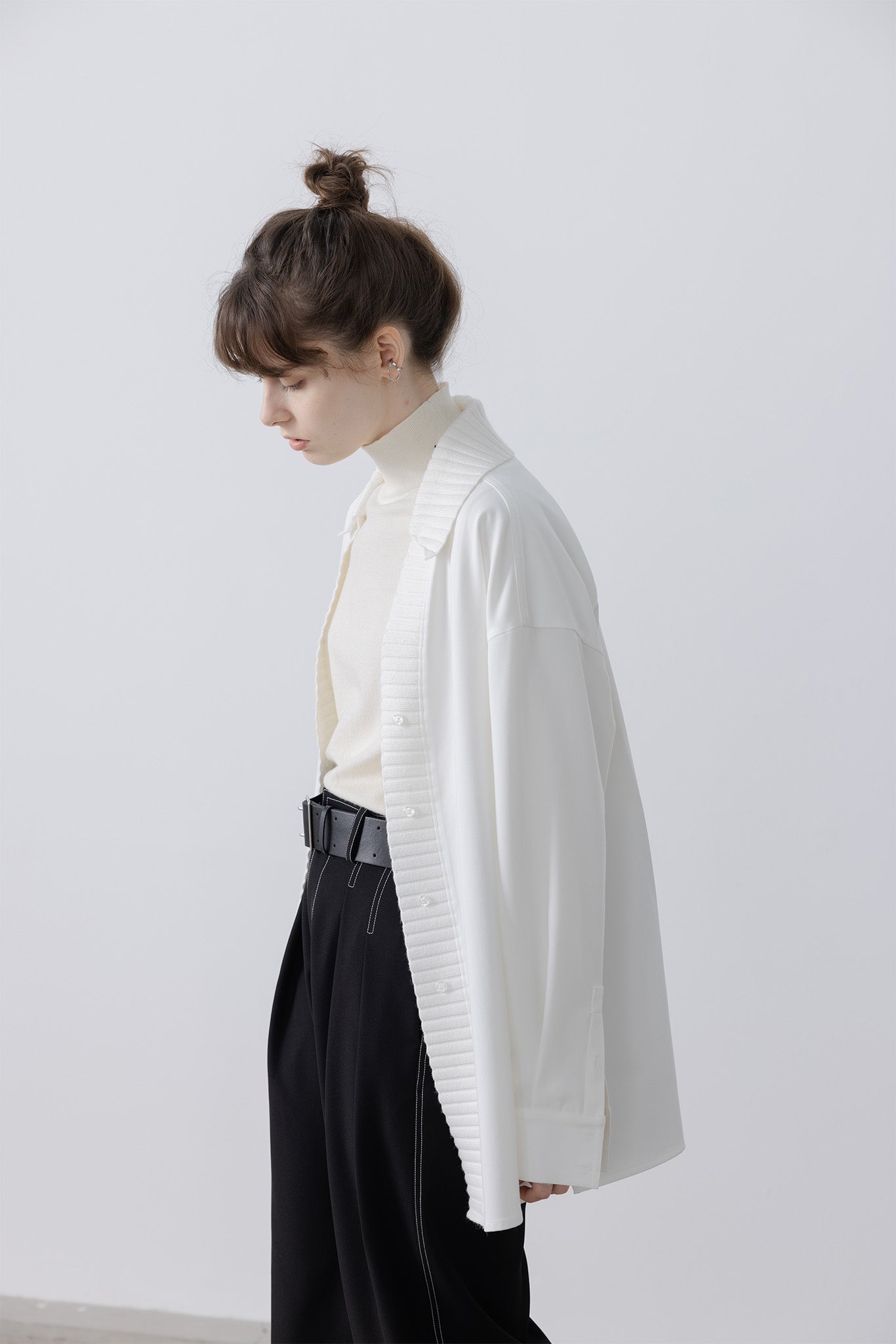 knit ribbed docking overshirt 