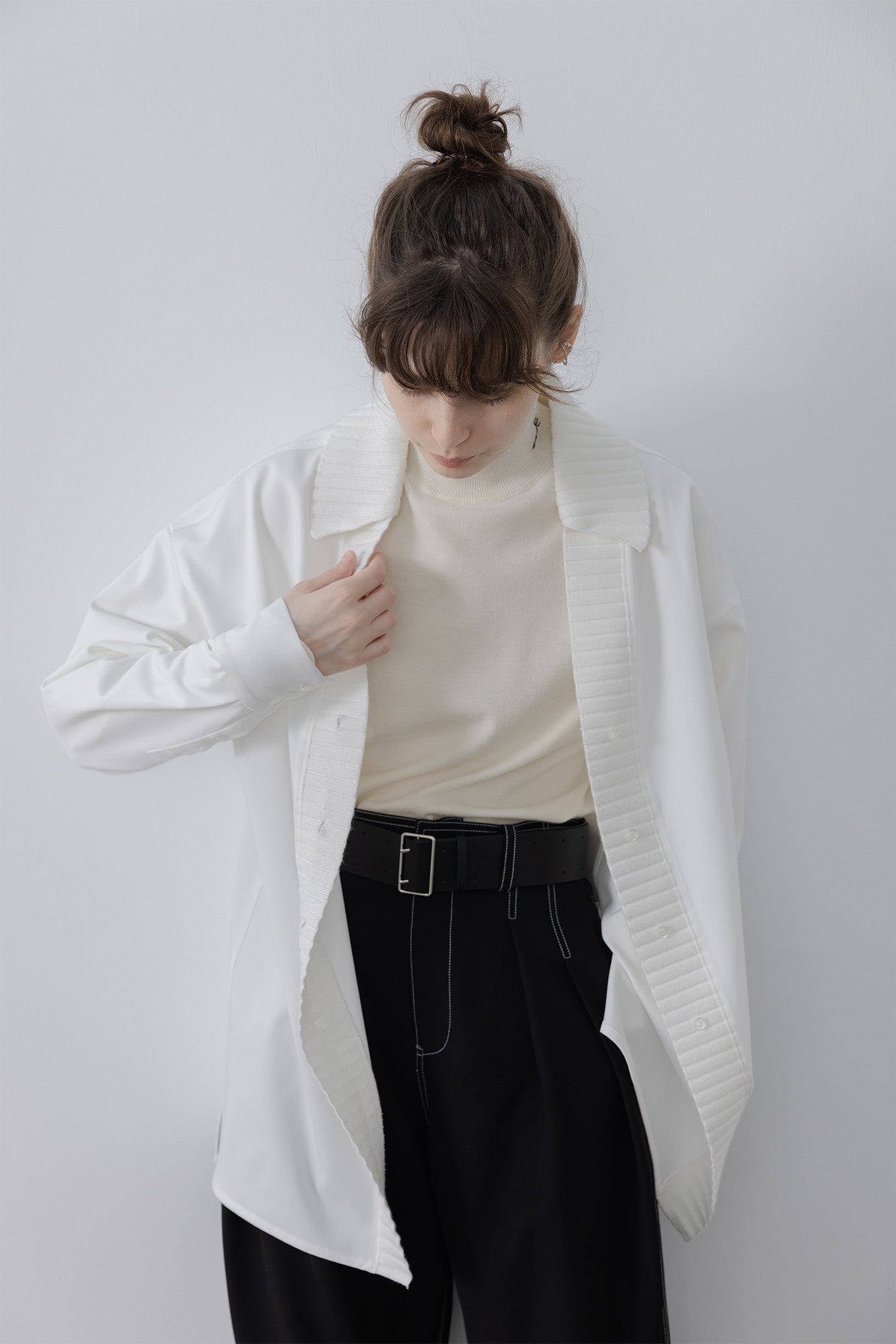 knit ribbed docking overshirt 