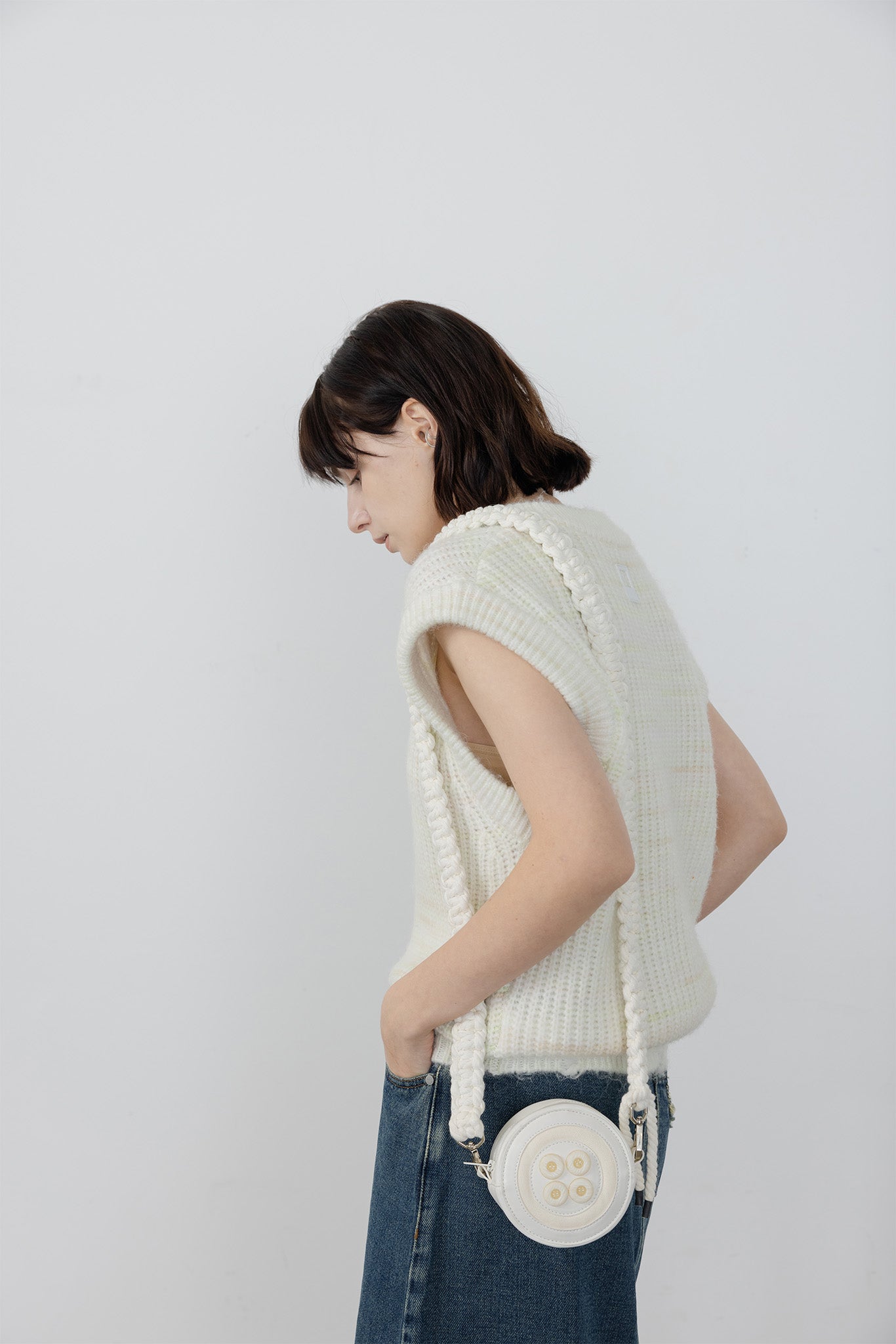 V neck knit vest 