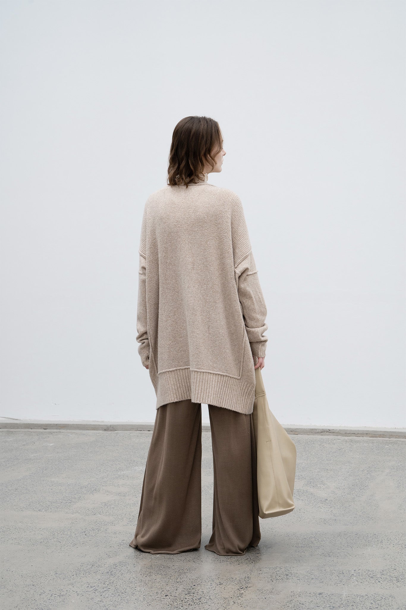 waist tuck knit flare pants 