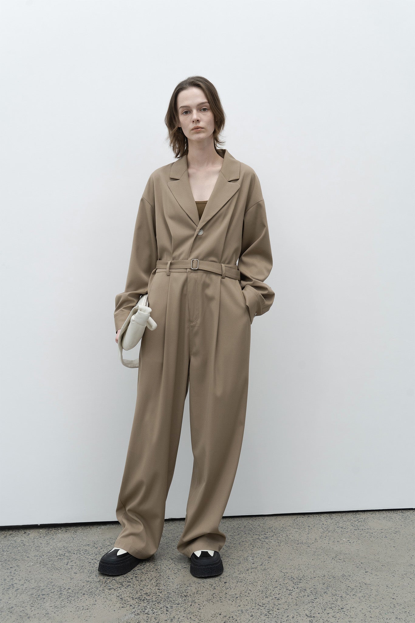 Jacket Design Waist Mark Straight Jumpsuit 